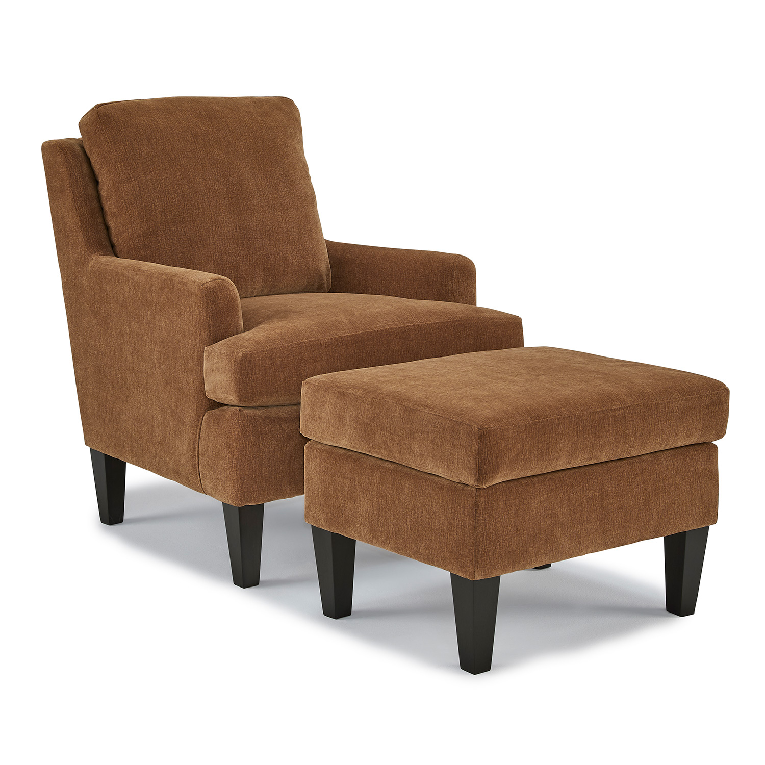 F40dw - Ottoman With Solid Wood, Tapered Legs - Dark Walnut - F40DW F40DW