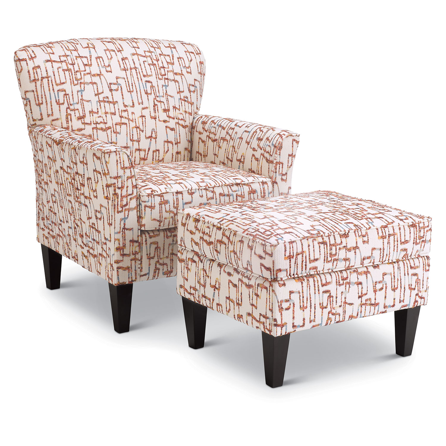 F45dw - Ottoman With Solid Wood, Tapered Legs - Dark Walnut - F45DW F45DW