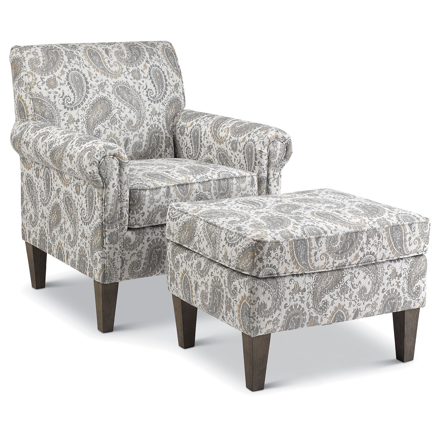 F45dw - Ottoman With Solid Wood, Tapered Legs - Dark Walnut - F45DW F45DW