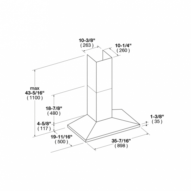 36" CHIMNEY WALL HOOD F4CW36S1