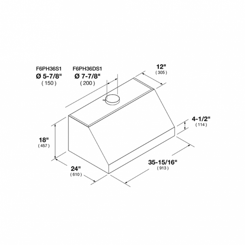36" PRO WALL-MOUNT HOOD (1 FAN - SLIDER) F6PH36S1