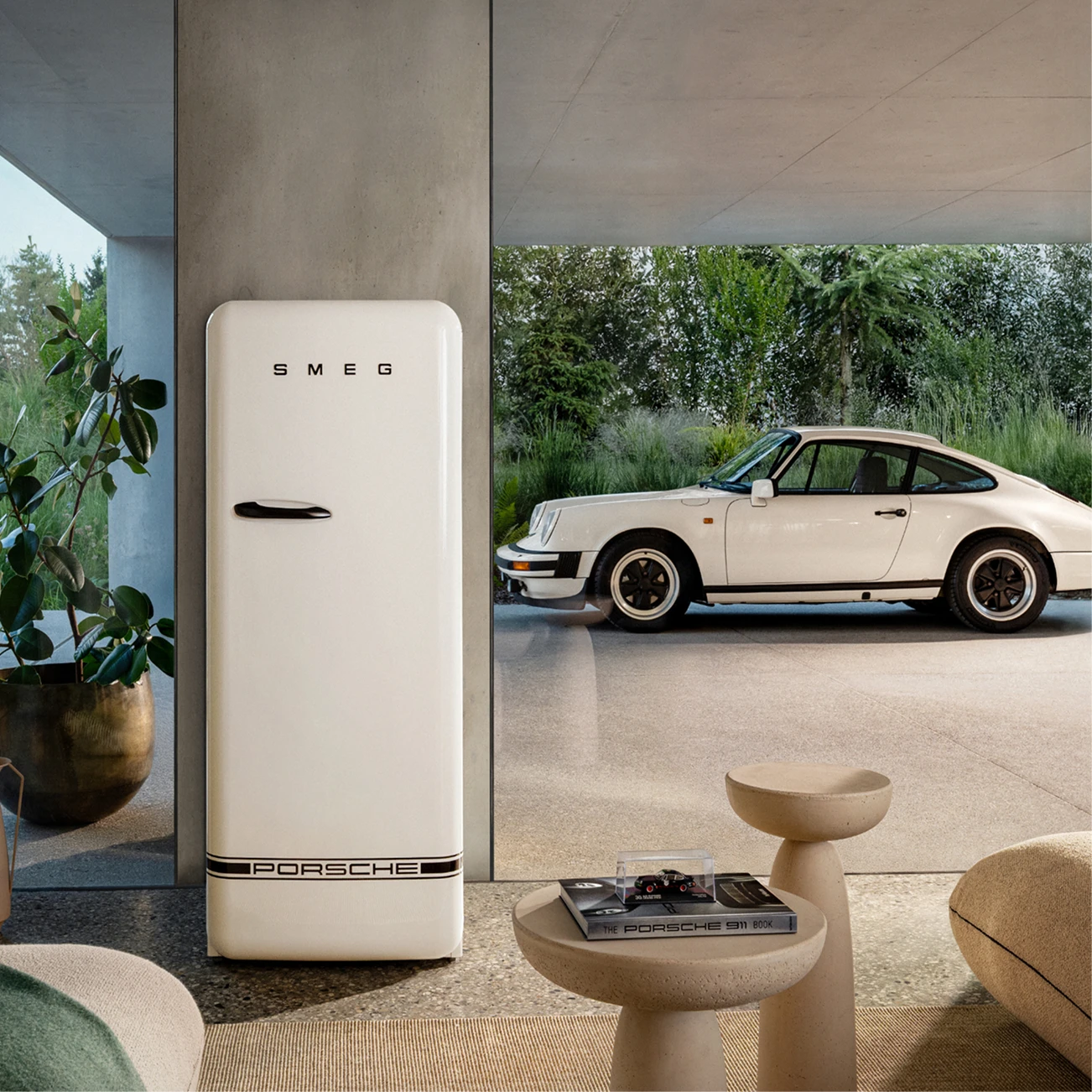 Fridge FAB28 | Carrara White Porsche x SMEG FAB28URDPCW6