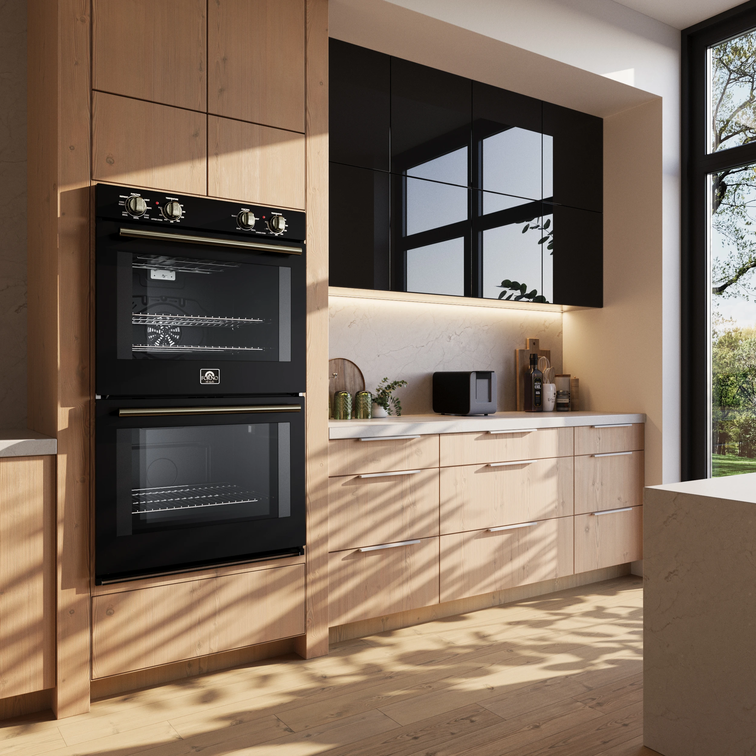 Vomero 30-Inch Double Wall Oven, , 10 cu.ft Total Capacity, 7100W Convection, Mechanical Controls, Manuel Steam Clean FBOEL132430BLK