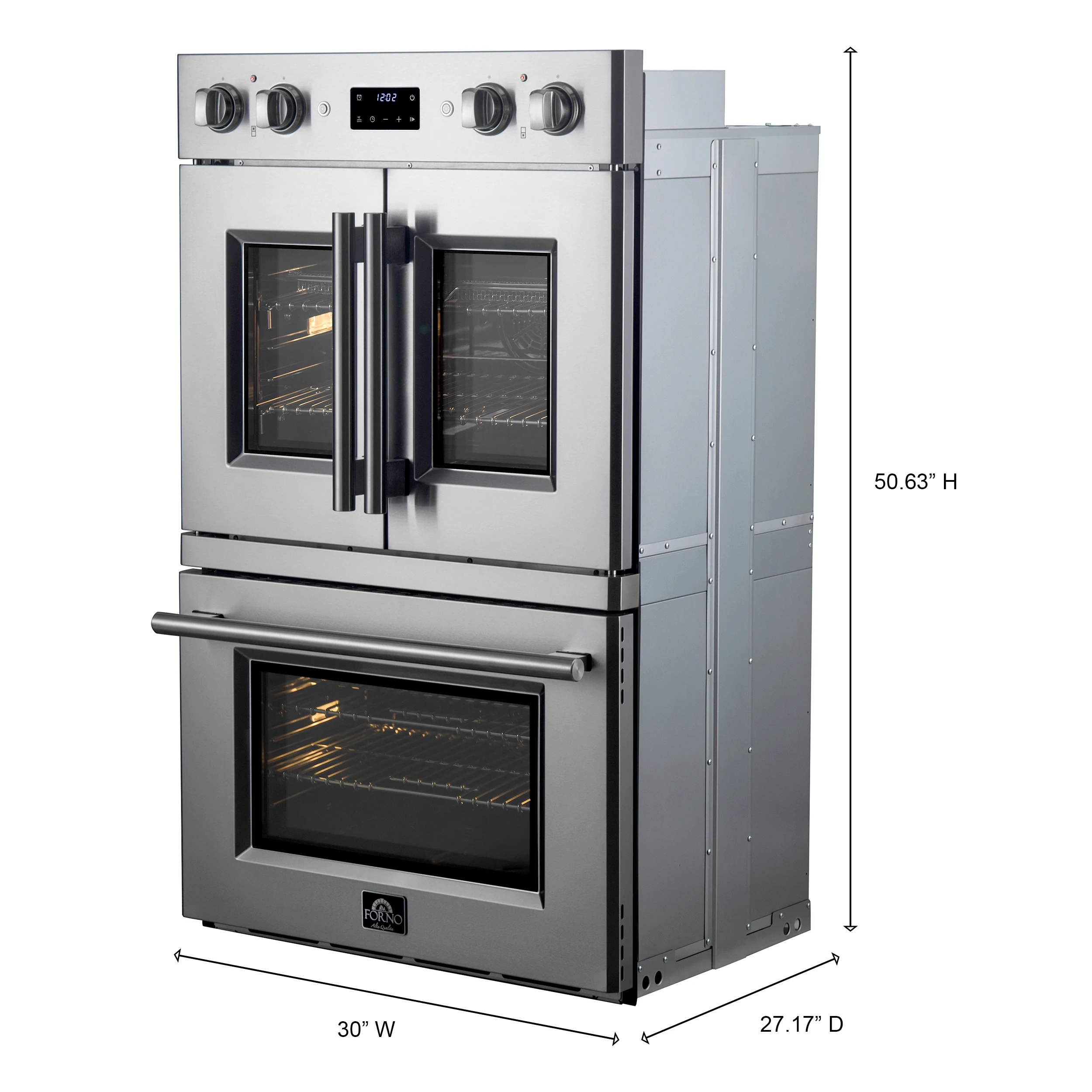 Asti 30-Inch Double Electric Wall Oven with Upper French Doors in , 7.36 cu. ft. Dual True Convection, 7,200W, Air Fry, Sous Vide, Self-Clean FBOEL134030