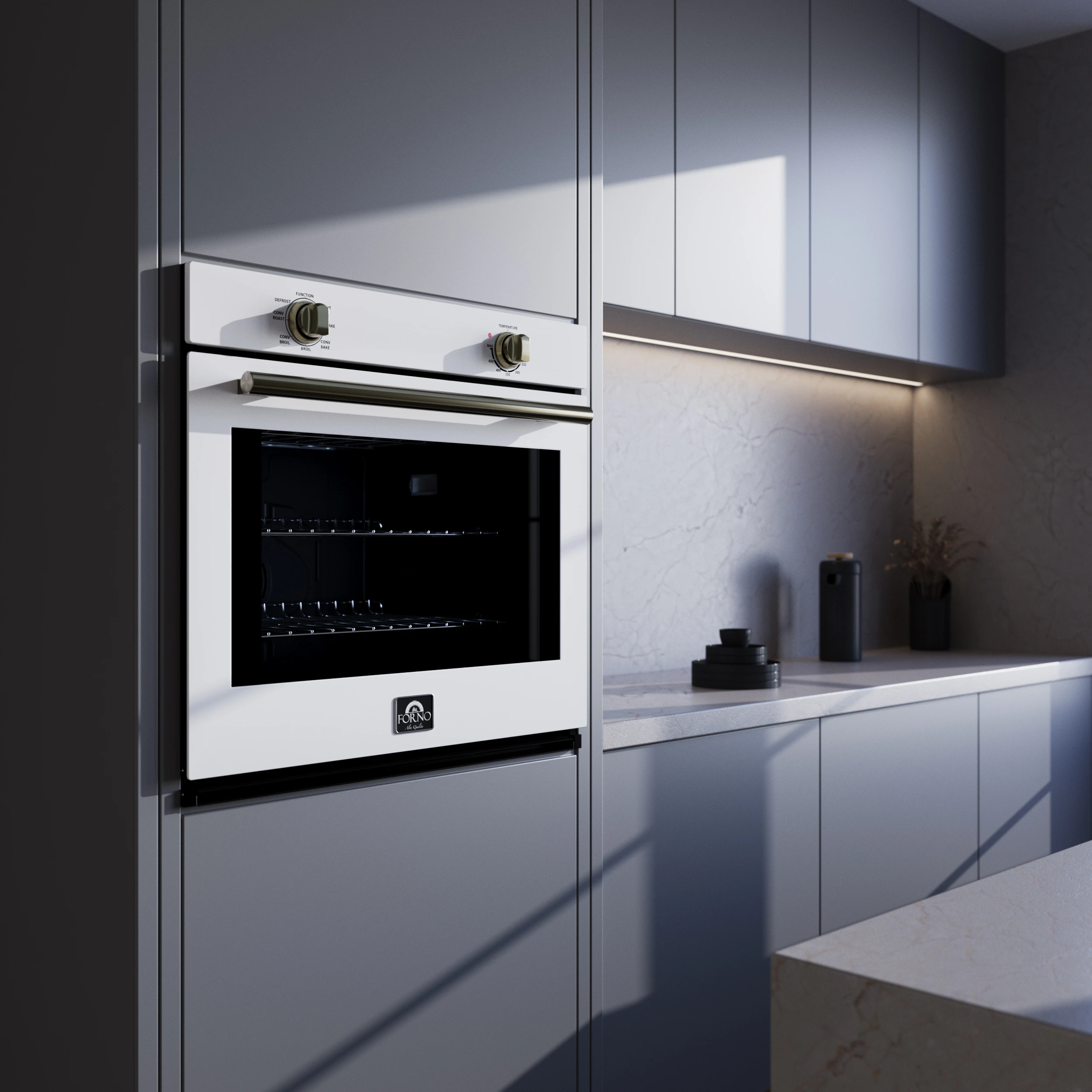 Vomero 30-Inch Wall Oven, , 5 cu.ft Capacity, 3550 Watts Convection, Mechanical Controls, Manuel Steam Clean FBOEL137030WHT