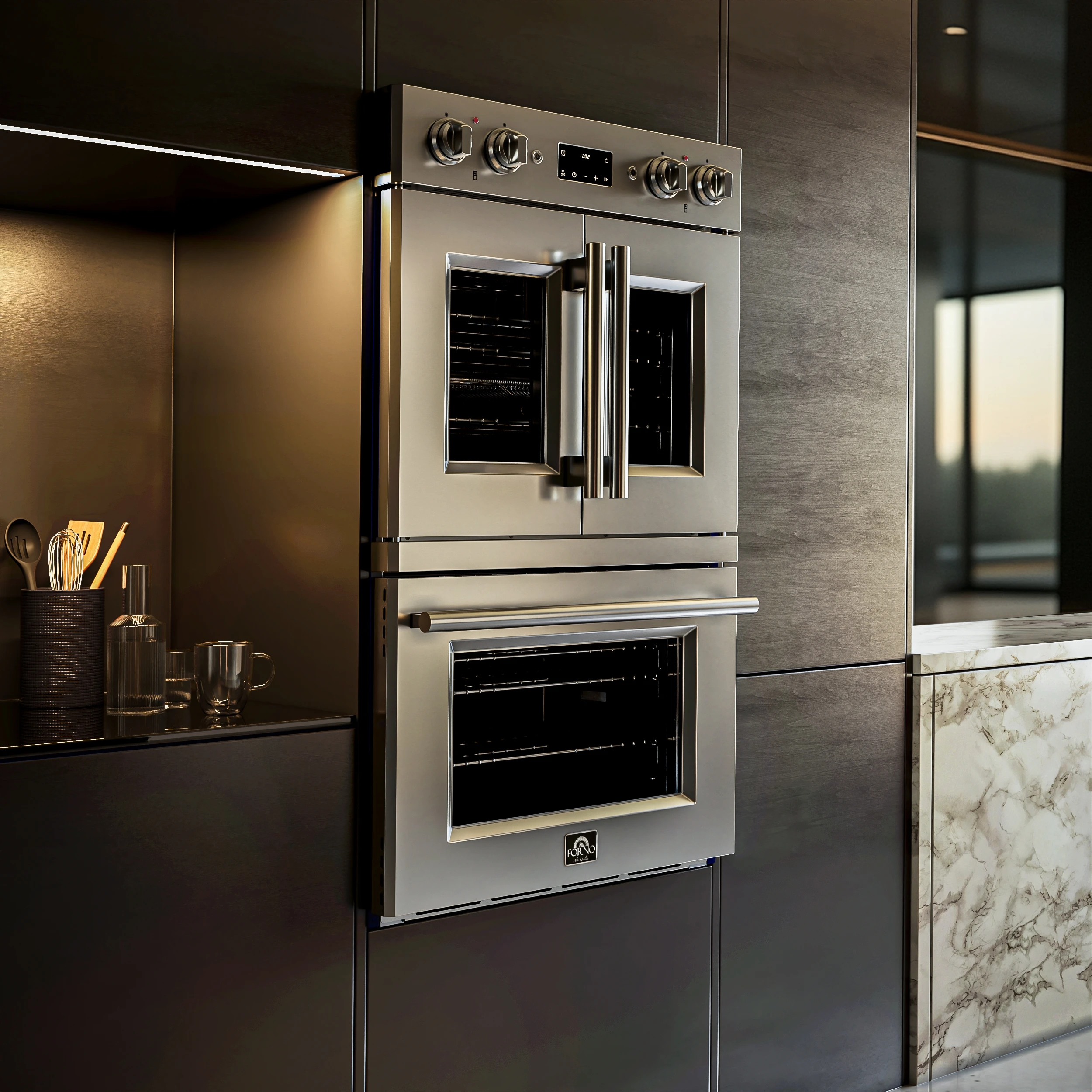 Gallico 30-Inch Electric French Door Double Oven, , Convection Cooking, Touch Control Panel, Self-Cleaning Function FBOEL138830