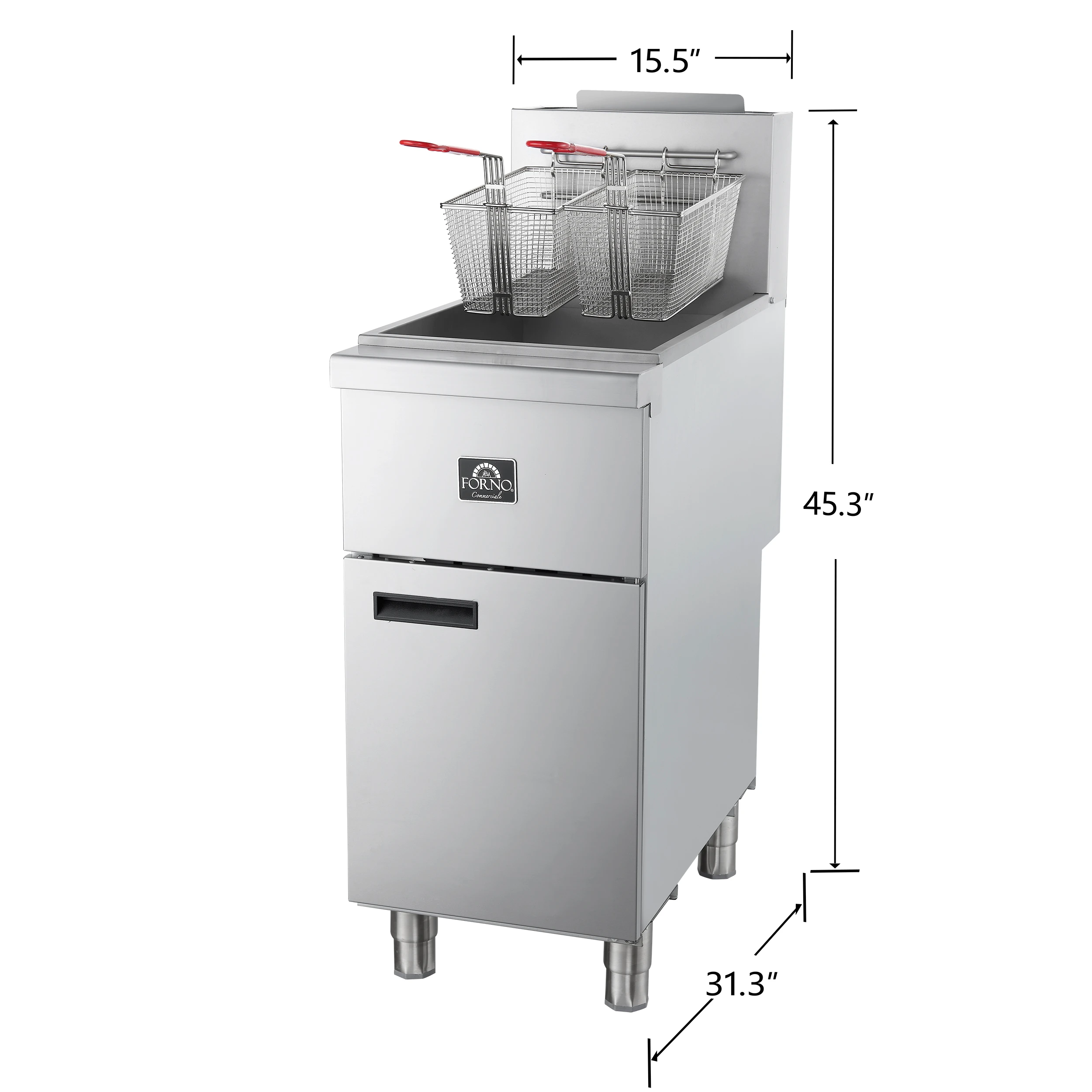 Commerciale Natural Gas Deep Fryer, 3 Burners 90,000 BTU, 40 lbs, Millivolt Control FCMGF0048