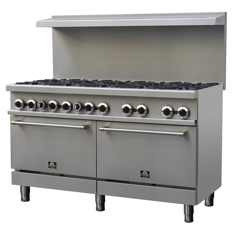 Commerciale 60 Inch Gas Range, 10 Burners 300,000 BTU Total, 9.3 cu.ft. Ovens FCMGR009360
