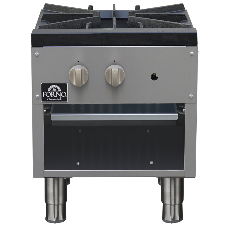 Commerciale gas stock pot range, 1 powerful 3-ring burner, 80,000 BTU, durable stainless steel, heavy-duty cast iron grate FCMSP008918