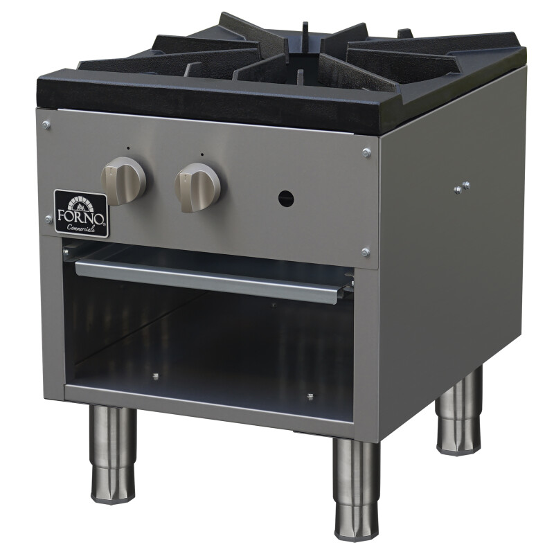 Commerciale gas stock pot range, 1 powerful 3-ring burner, 80,000 BTU, durable stainless steel, heavy-duty cast iron grate FCMSP008918