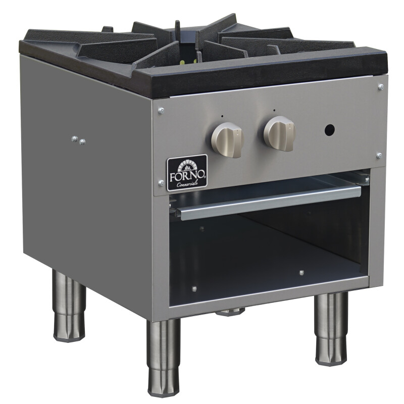 Commerciale gas stock pot range, 1 powerful 3-ring burner, 80,000 BTU, durable stainless steel, heavy-duty cast iron grate FCMSP008918