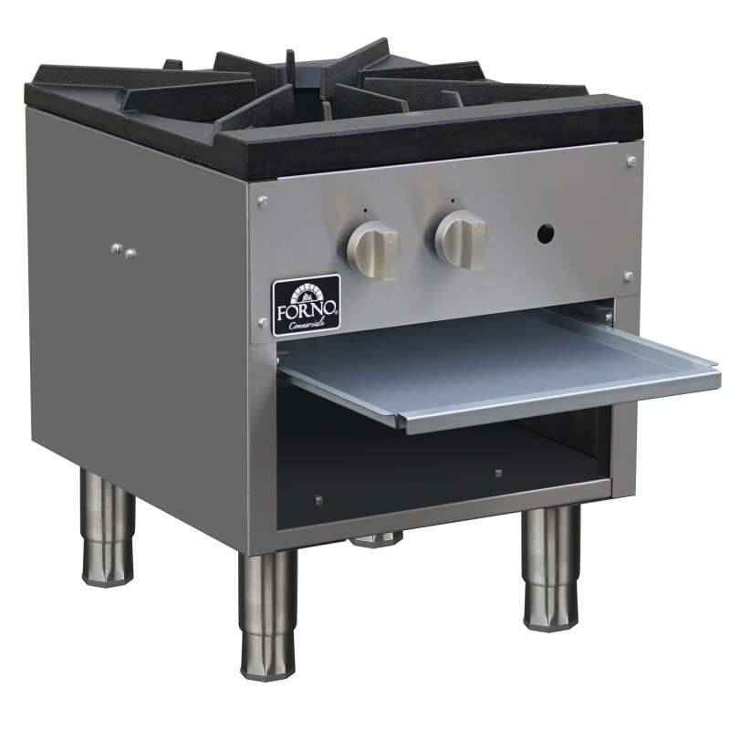 Commerciale gas stock pot range, 1 powerful 3-ring burner, 80,000 BTU, durable stainless steel, heavy-duty cast iron grate FCMSP008918