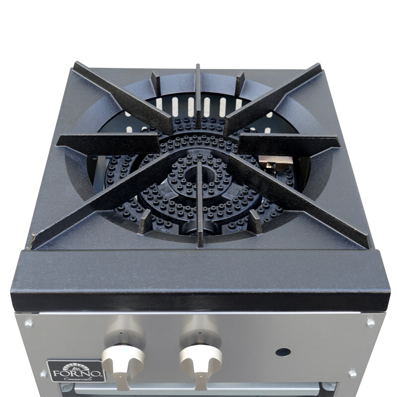 Commerciale gas stock pot range, 1 powerful 3-ring burner, 80,000 BTU, durable stainless steel, heavy-duty cast iron grate FCMSP008918