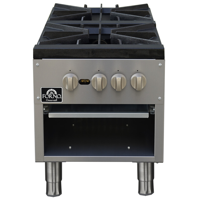 Commerciale gas stock pot range, 2 powerful 3-ring burners, 160,000 BTU, durable stainless steel, heavy-duty cast iron grates FCMSP009418