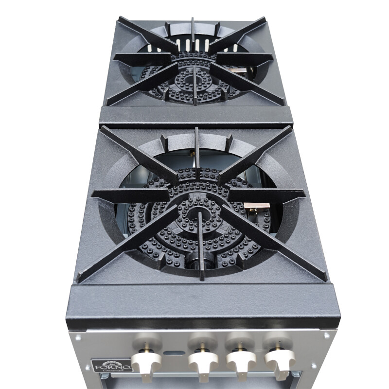 Commerciale gas stock pot range, 2 powerful 3-ring burners, 160,000 BTU, durable stainless steel, heavy-duty cast iron grates FCMSP009418