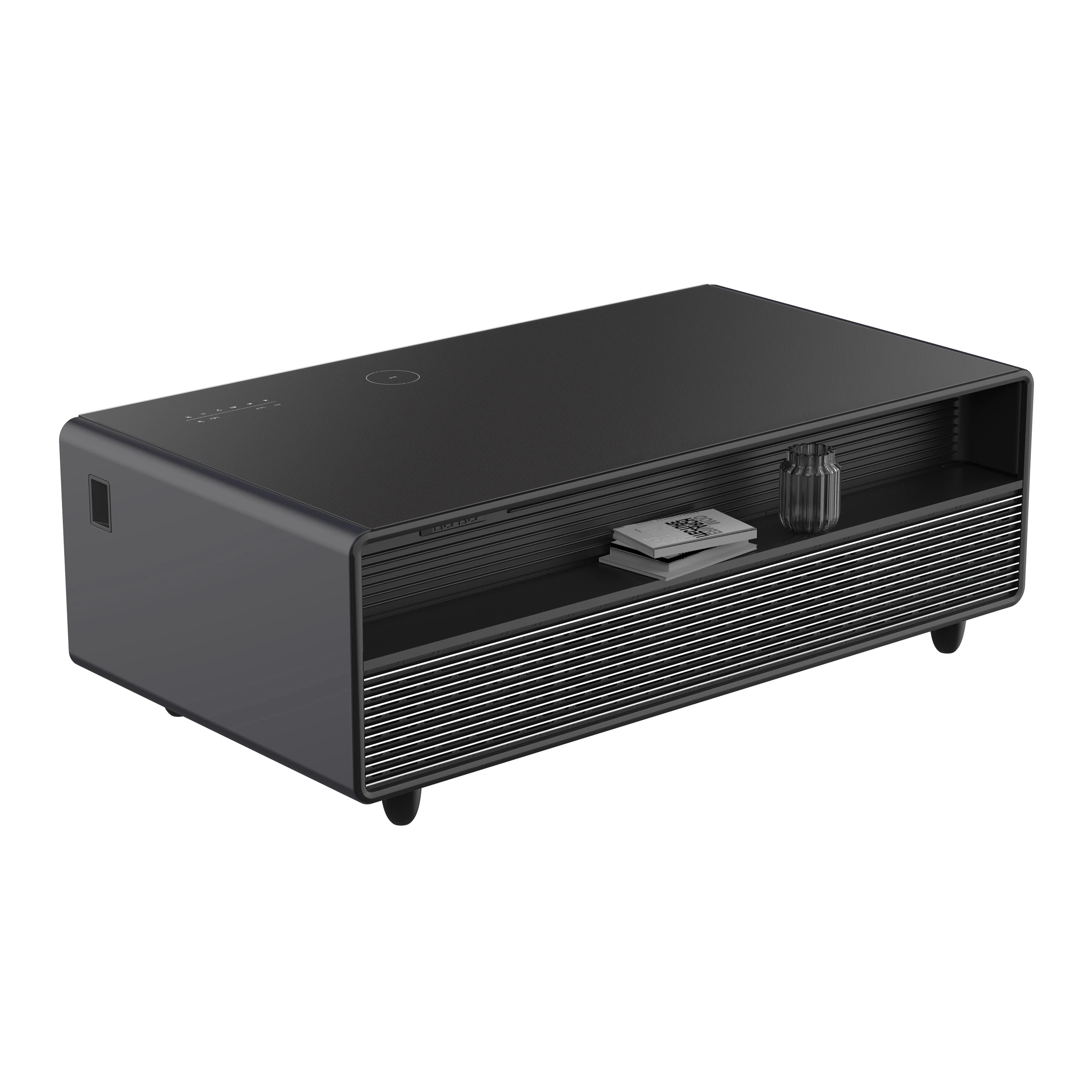 Evoluto Tavolo 51-Inch Black Smart Coffee Table – Dual Refrigerator Drawers, Bluetooth 5.0 Audio, Wireless Charging & RGB Ambient Light FCTFR700651BLK
