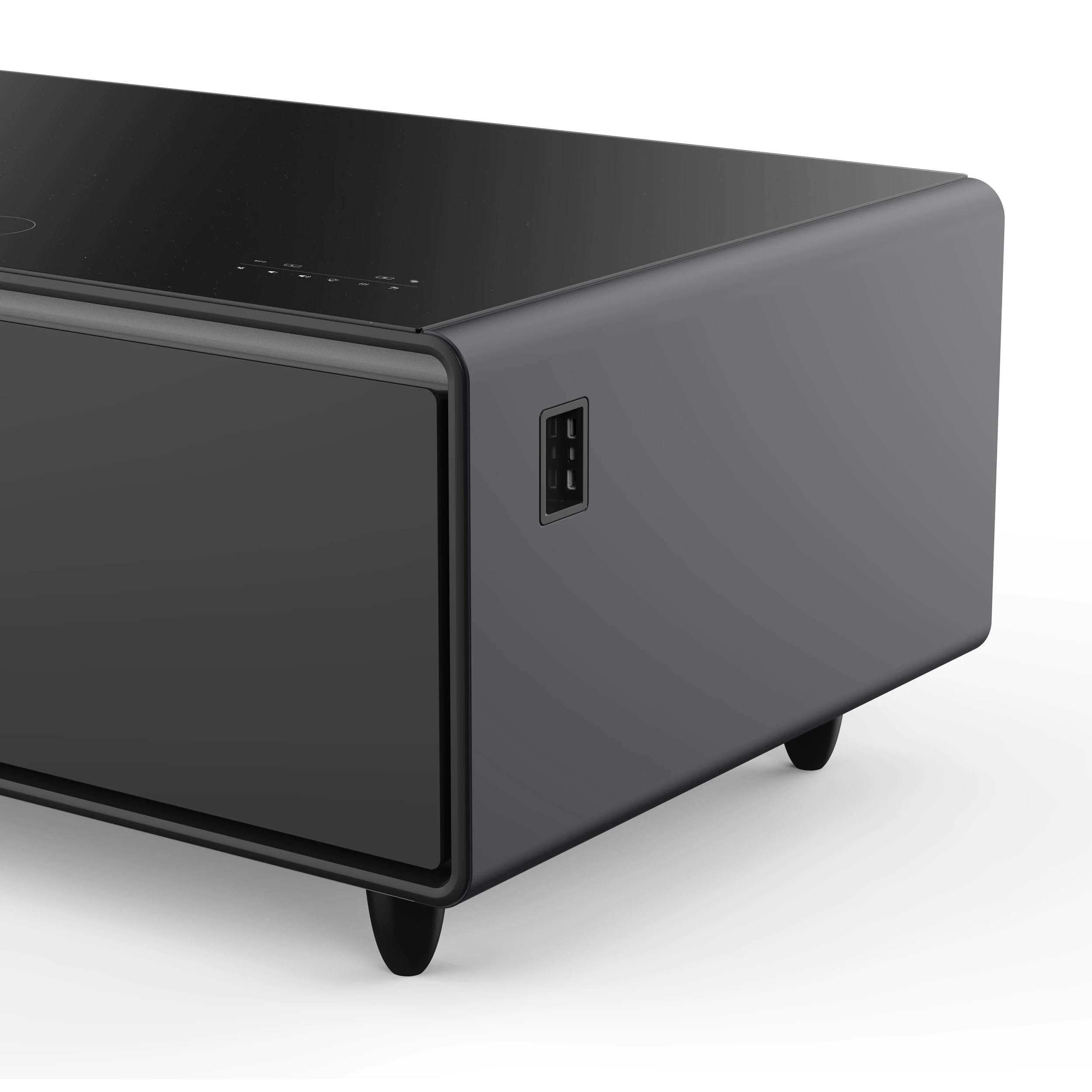 Evoluto Tavolo 51-Inch Black Smart Coffee Table – Dual Refrigerator Drawers, Bluetooth 5.0 Audio, Wireless Charging & RGB Ambient Light FCTFR700651BLK