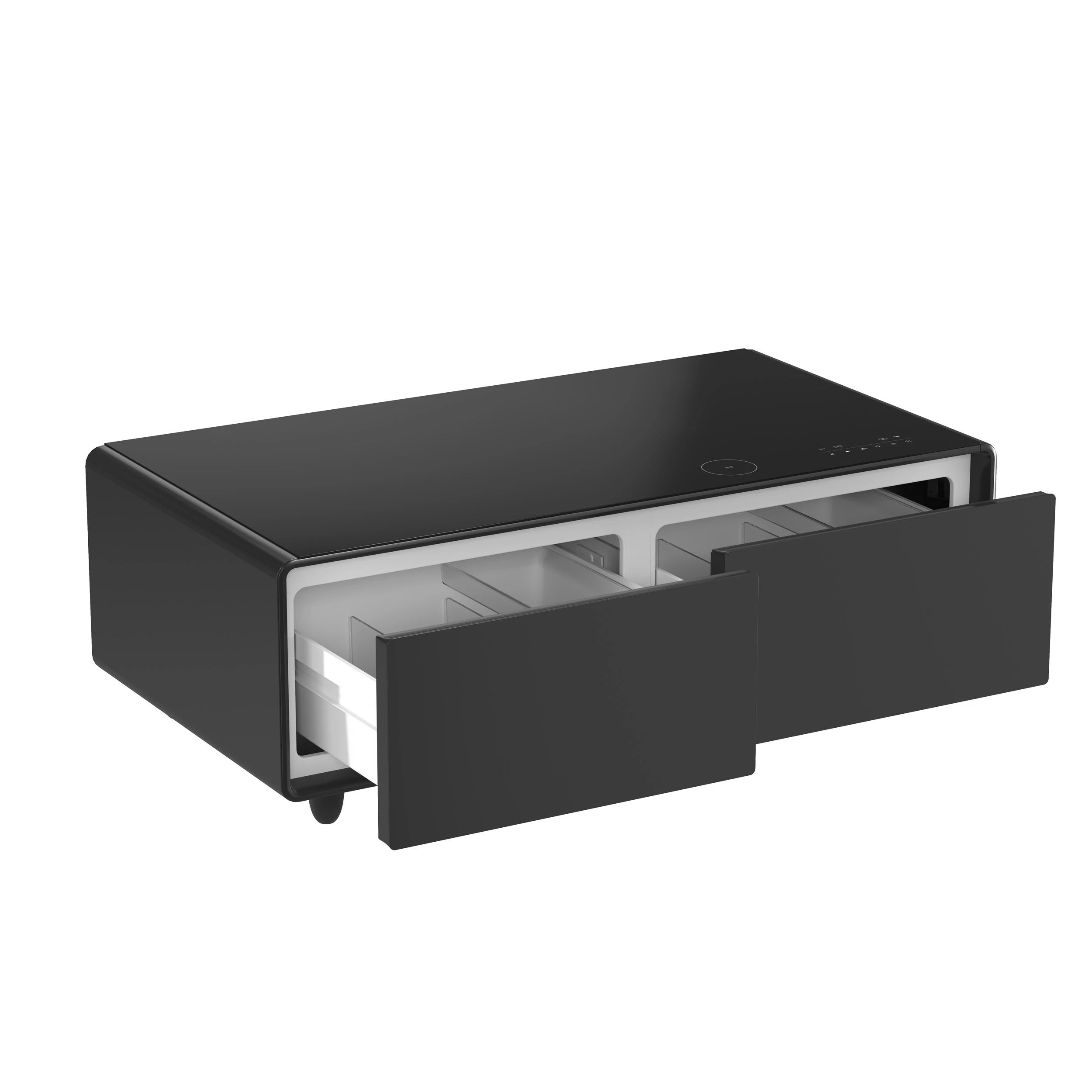 Evoluto Tavolo 51-Inch Black Smart Coffee Table – Dual Refrigerator Drawers, Bluetooth 5.0 Audio, Wireless Charging & RGB Ambient Light FCTFR700651BLK