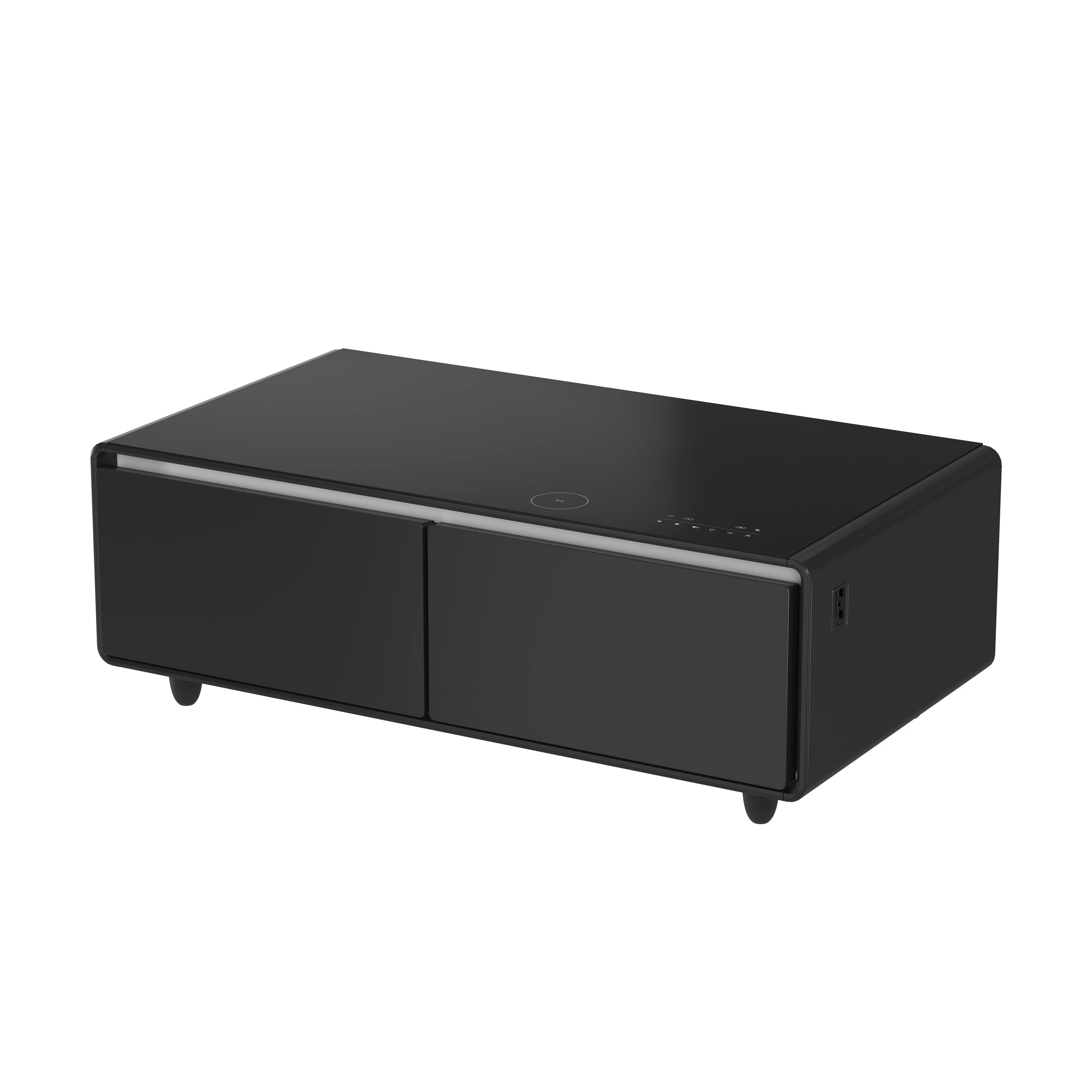 Evoluto Tavolo 51-Inch Black Smart Coffee Table – Dual Refrigerator Drawers, Bluetooth 5.0 Audio, Wireless Charging & RGB Ambient Light FCTFR700651BLK