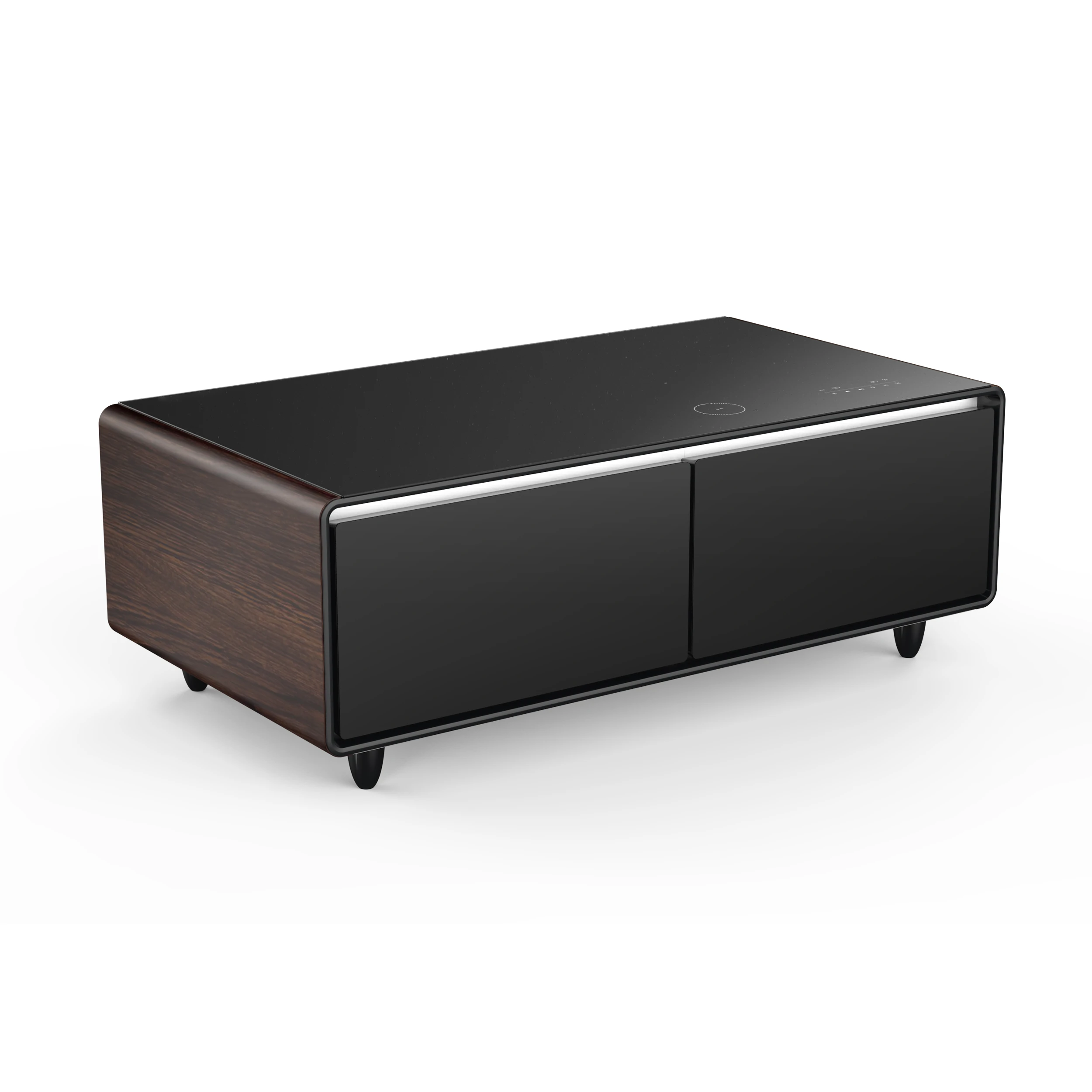 Evoluto Tavolo 51-Inch Smart Coffee Table with Wood-Accent Sides – Dual Cooling Zones, Wireless Charging Pad & Built-In Bluetooth Speakers FCTFR700651WD