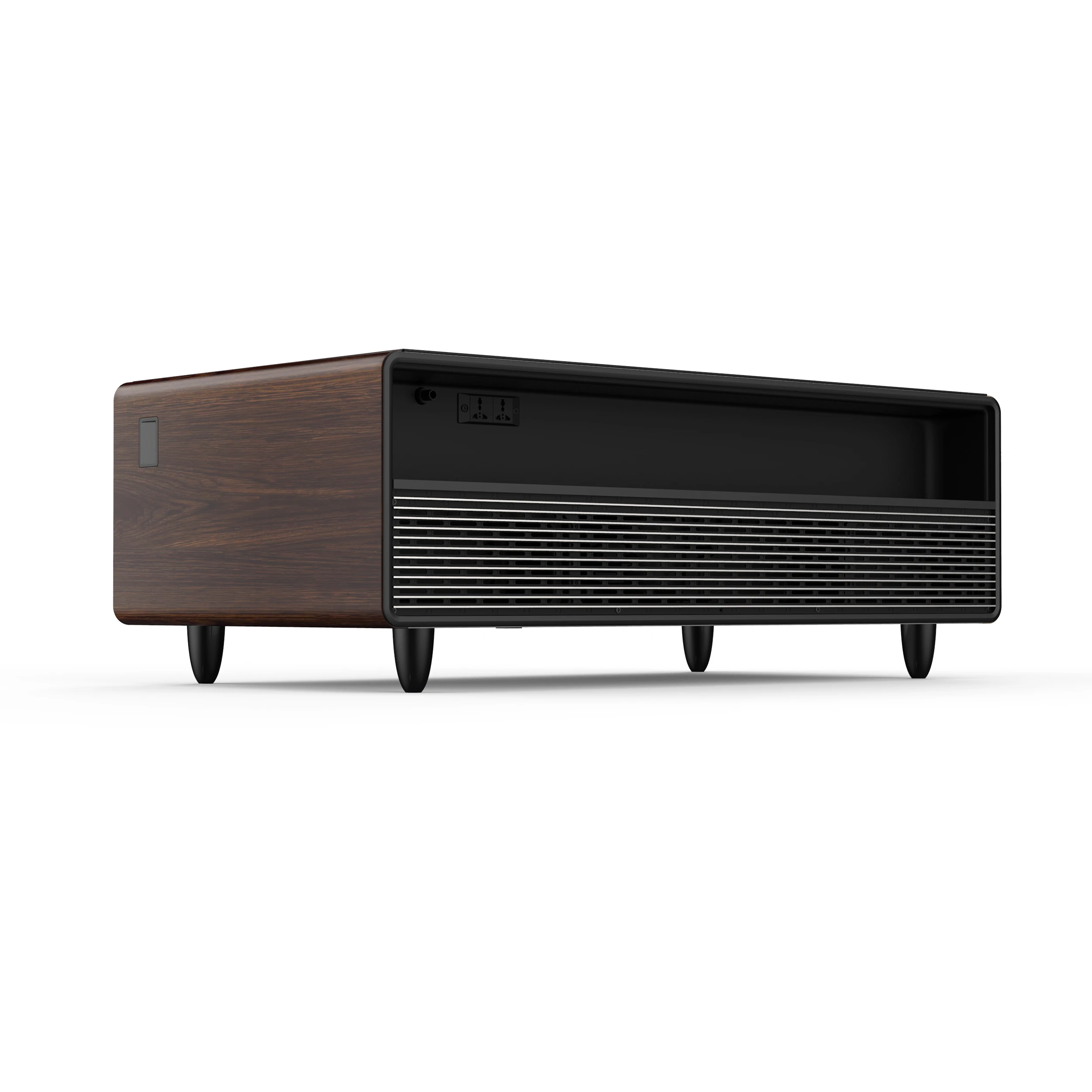 Evoluto Tavolo 51-Inch Smart Coffee Table with Wood-Accent Sides – Dual Cooling Zones, Wireless Charging Pad & Built-In Bluetooth Speakers FCTFR700651WD
