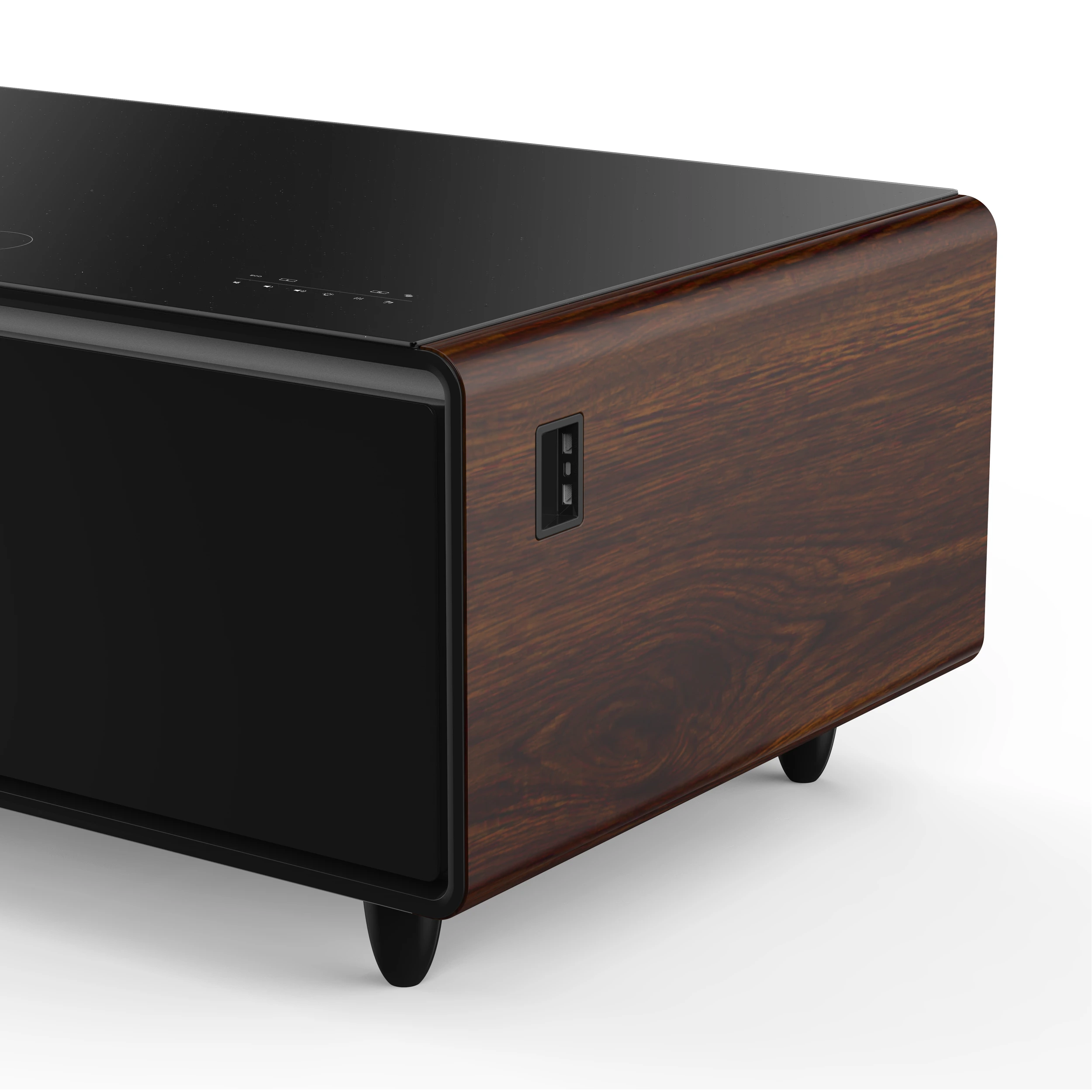 Evoluto Tavolo 51-Inch Smart Coffee Table with Wood-Accent Sides – Dual Cooling Zones, Wireless Charging Pad & Built-In Bluetooth Speakers FCTFR700651WD