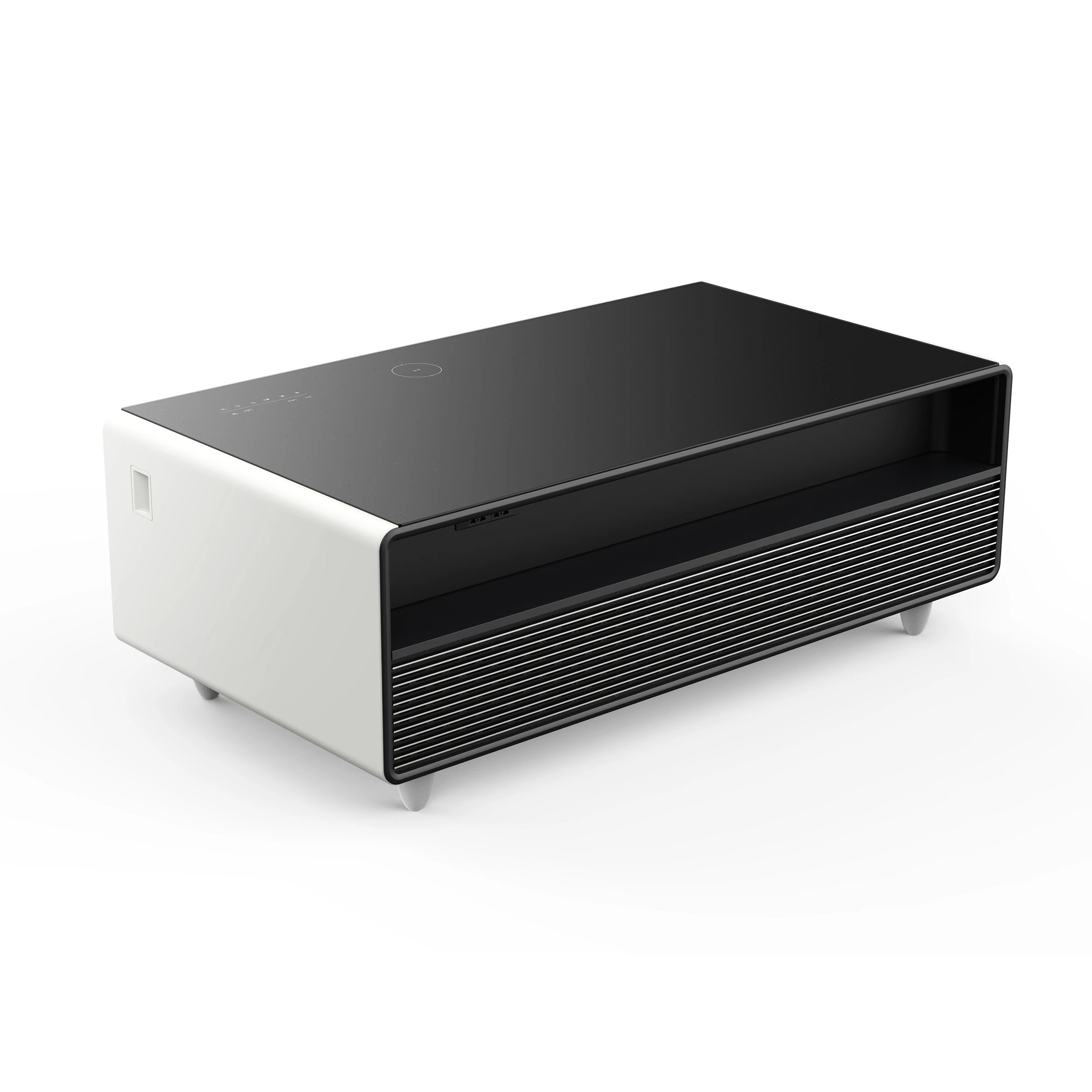 Evoluto Tavolo 51-Inch White Smart Coffee Table – Dual Refrigerator Drawers, Bluetooth 5.0 Audio, Wireless Charging & RGB Ambient Light FCTFR700651WHT