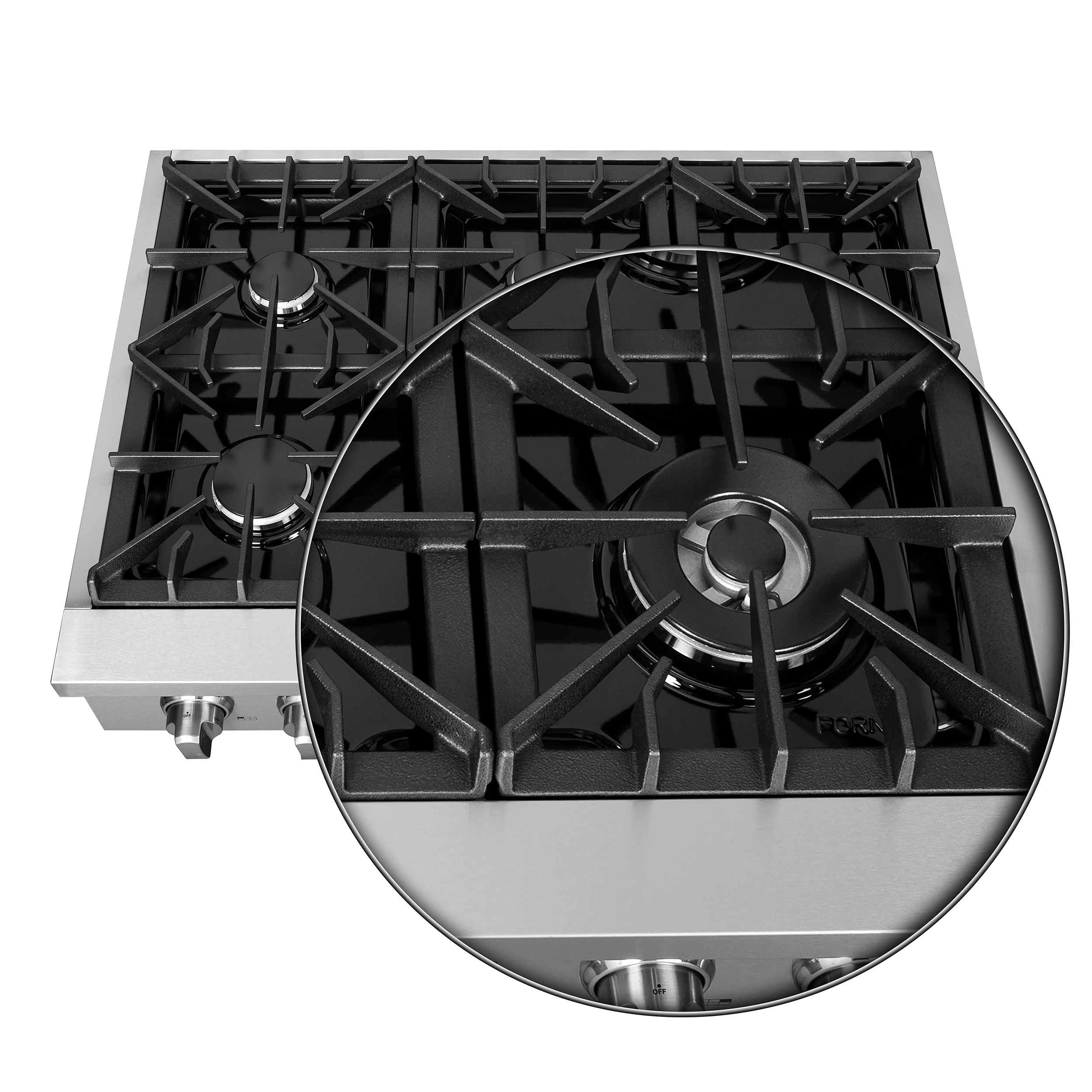 Cossato Alta Qualita 36-Inch Pro-Style Gas Rangetop, , 6 Sealed Burners, 83,000 BTU Total Output, Continuous Cast Iron Grates FCTGS573736