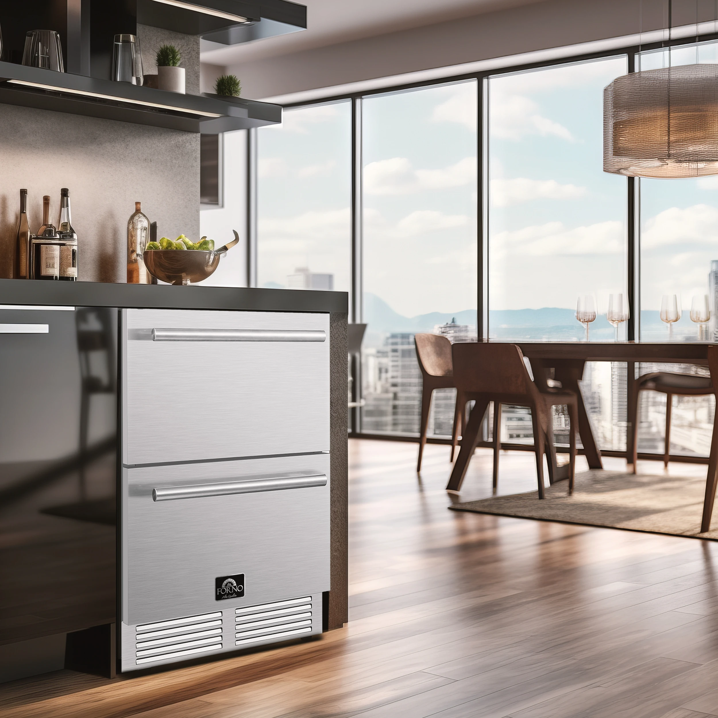 Como 24-Inch Indoor Outdoor Drawer Refrigerator, 4.87 cu.ft, Stainless Steel Interior, Adjustable Shelves, LED Lighting view 9