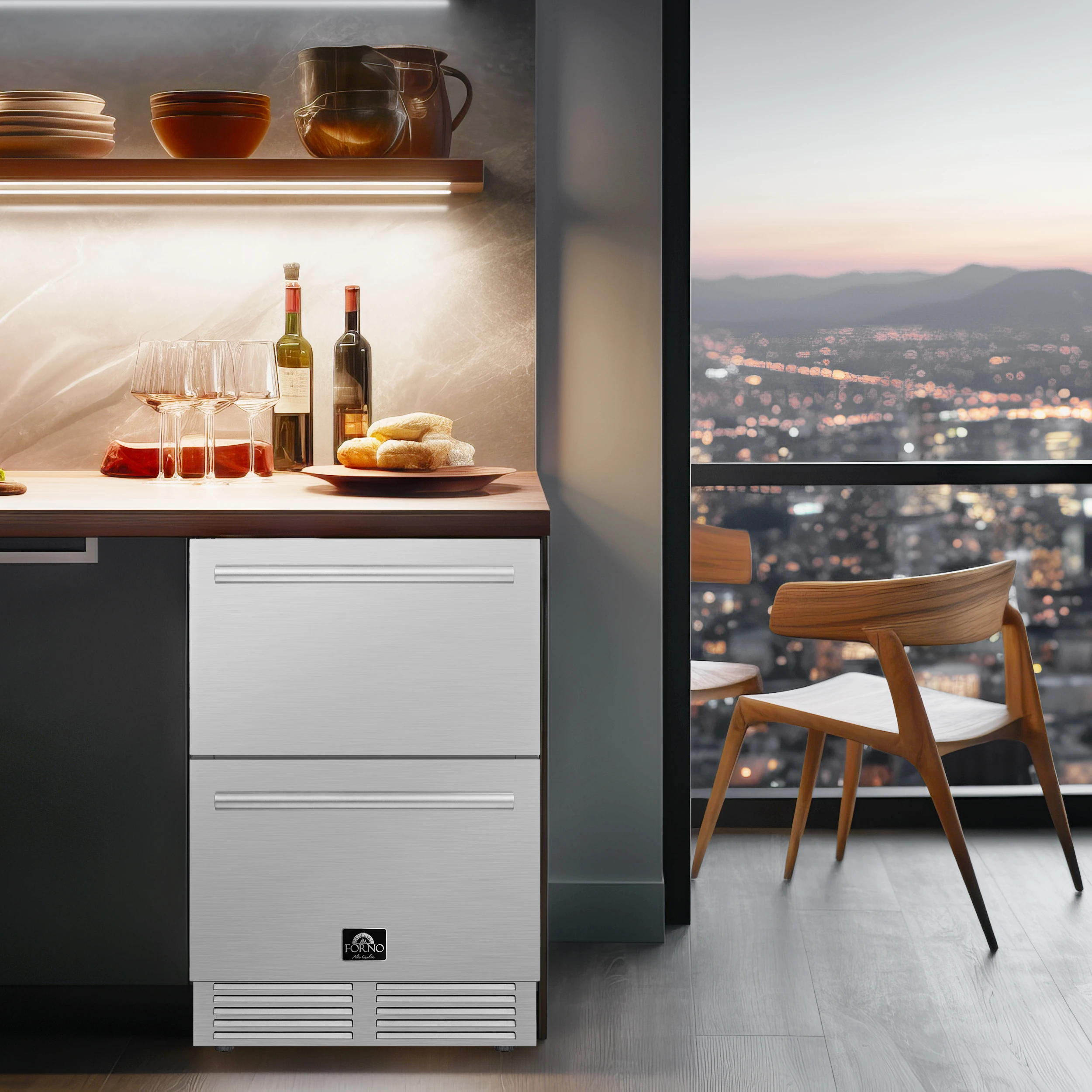 Como 24-Inch Indoor Outdoor Drawer Refrigerator, 4.87 cu.ft, Stainless Steel Interior, Adjustable Shelves, LED Lighting view 10