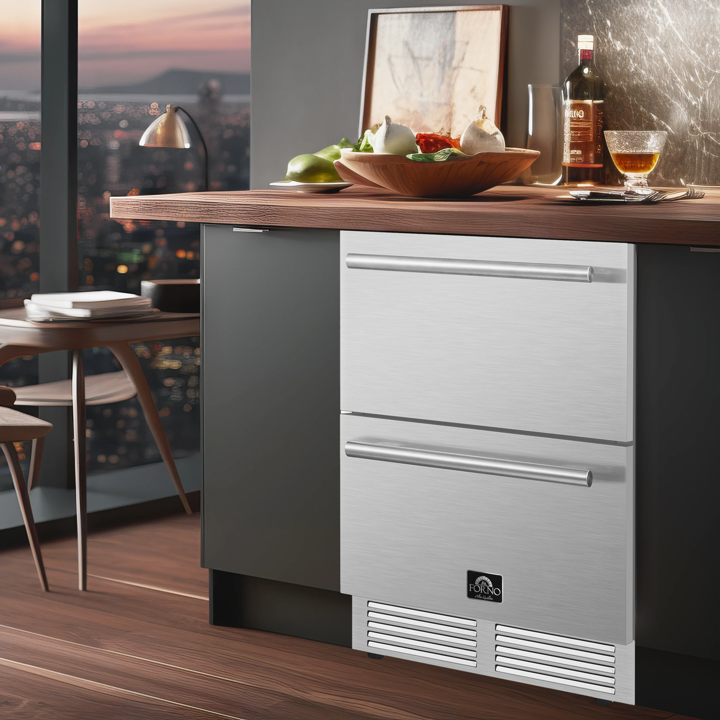 Como 24-Inch Indoor Outdoor Drawer Refrigerator, 4.87 cu.ft, Stainless Steel Interior, Adjustable Shelves, LED Lighting view 11