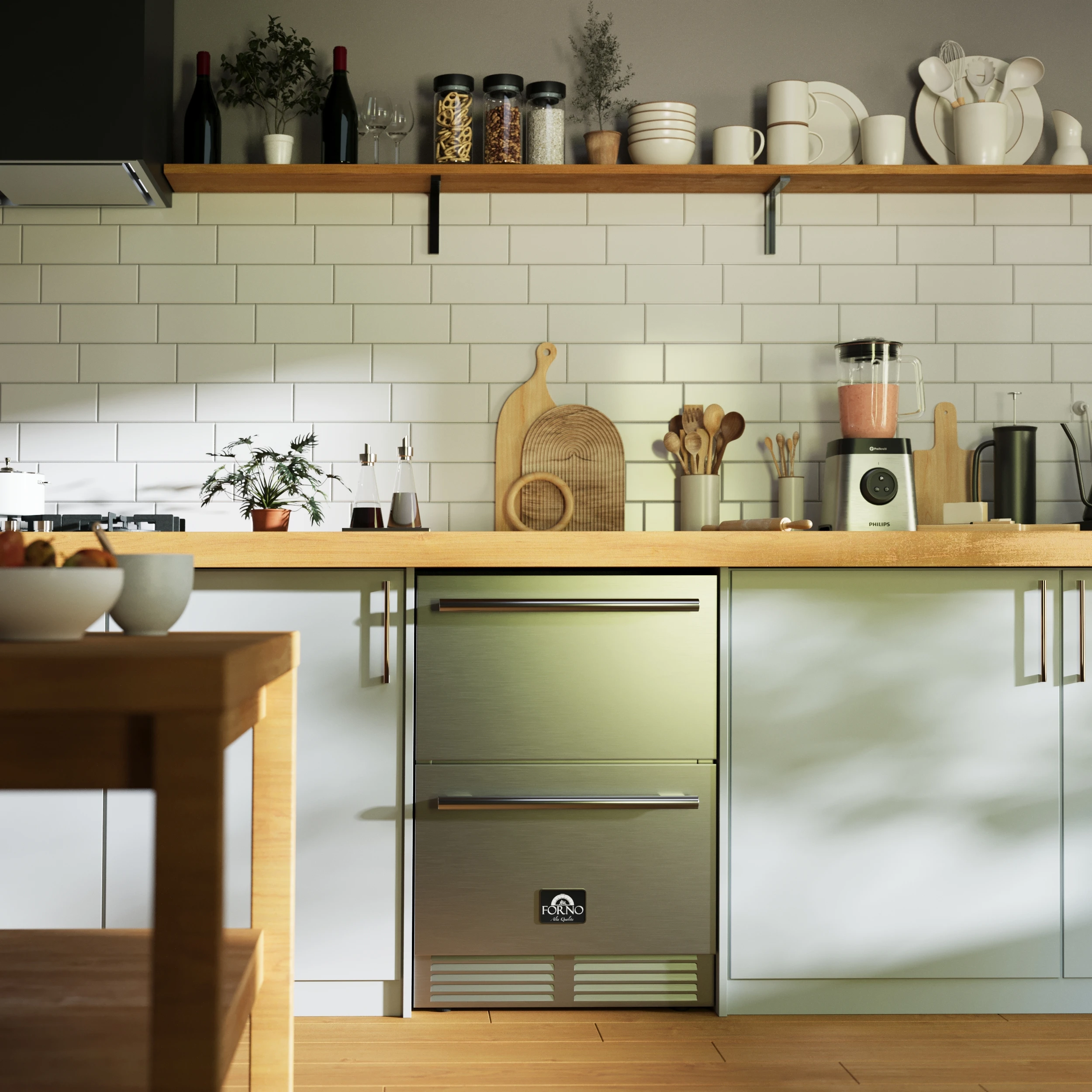 Como 24-Inch Indoor Outdoor Drawer Refrigerator, 4.87 cu.ft, Stainless Steel Interior, Adjustable Shelves, LED Lighting view 13