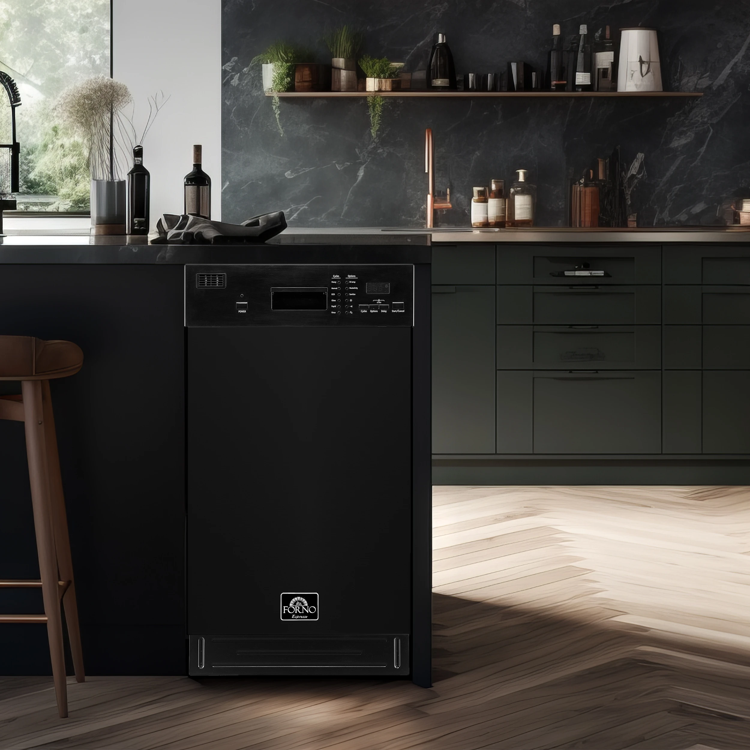 Polo 18-Inch Built-In Dishwasher, 8 Place Settings, ENERGY STAR Certified, 52 dBA FDWBI804118BLK