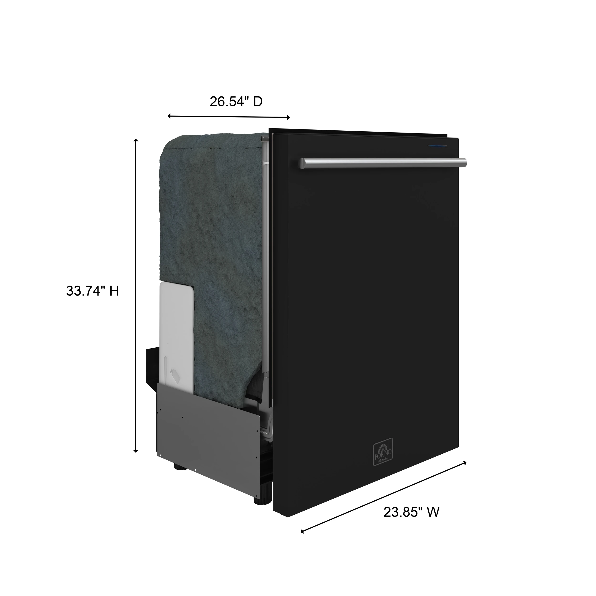 Pozzo 24-Inch Built-In Tall Tub Top Control Dishwasher, , 49 dBA, Soil-Sensing Capable, ENERGY STAR FDWBI806724BLK