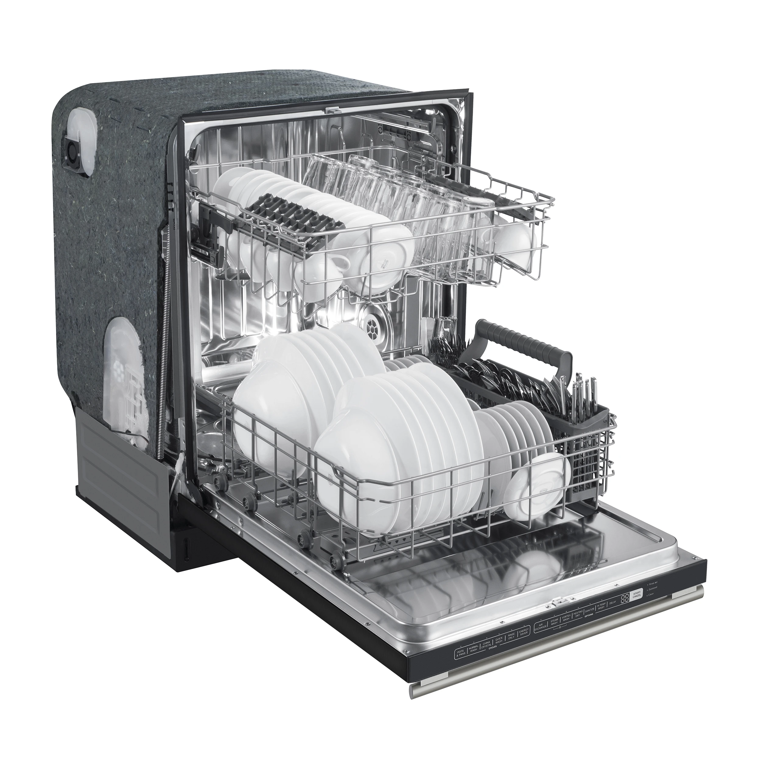 Pozzo 24-Inch Built-In Tall Tub Top Control Dishwasher, , 49 dBA, Soil-Sensing Capable, ENERGY STAR FDWBI806724BLK