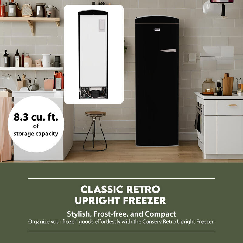 Conserv 8.3cf Classic Retro Upright Freezer Frost Free 24 FF830B, product image 6 of 21
