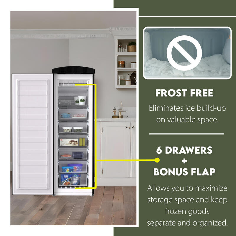 Conserv 8.3cf Classic Retro Upright Freezer Frost Free 24 FF830B, product image 8 of 21