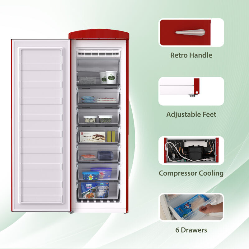Conserv 8.3cf Classic Retro Upright Freezer Frost Free 24 FF830R, product image 3 of 15