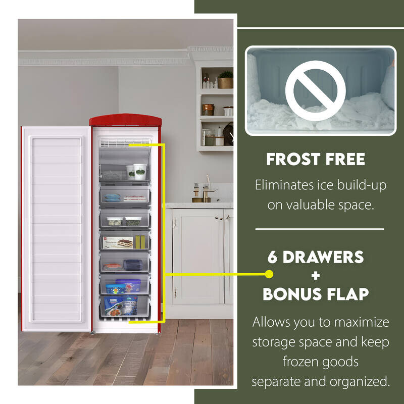 Conserv 8.3cf Classic Retro Upright Freezer Frost Free 24 FF830R, product image 5 of 15