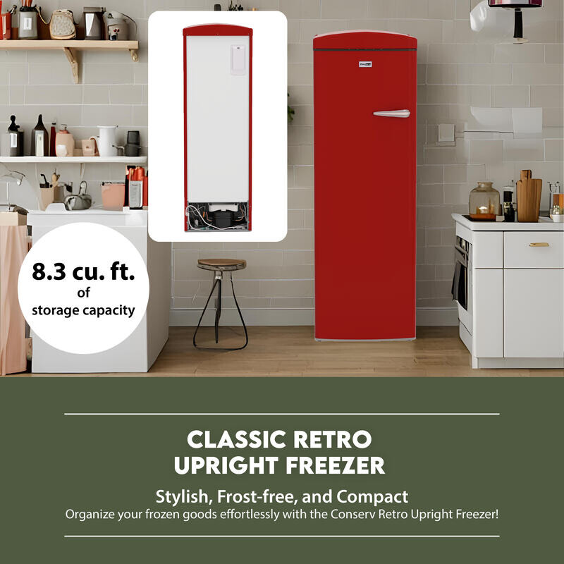Conserv 8.3cf Classic Retro Upright Freezer Frost Free 24 FF830R, product image 7 of 15