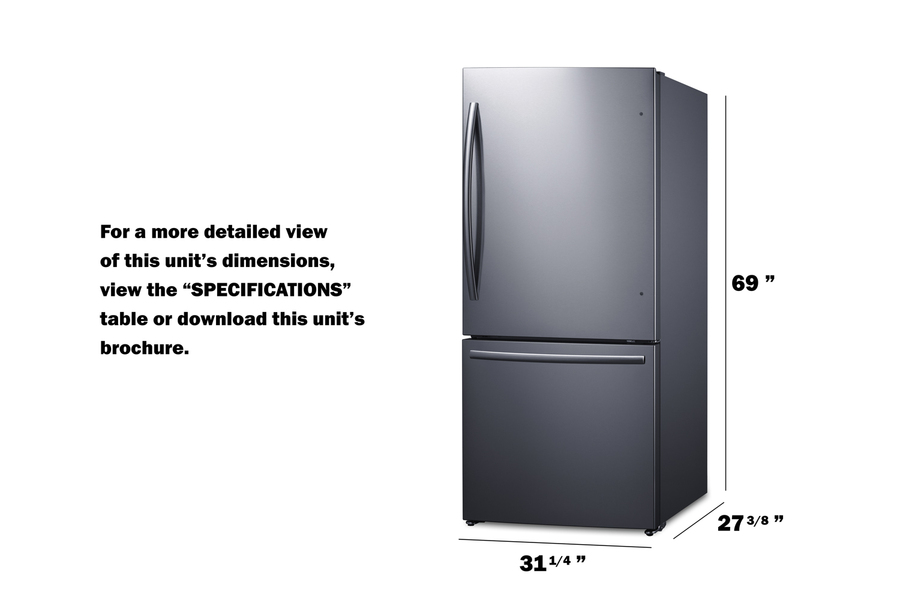 31" Wide Bottom Freezer Refrigerator with Icemaker FFBF179SSIM