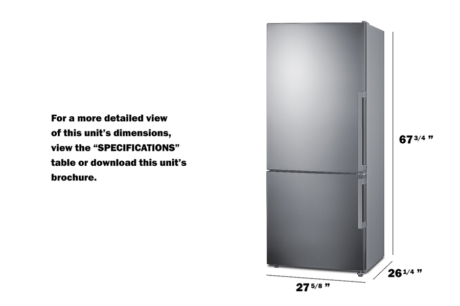 28" Wide Bottom Freezer Refrigerator with Icemaker FFBF284SSIMLHD