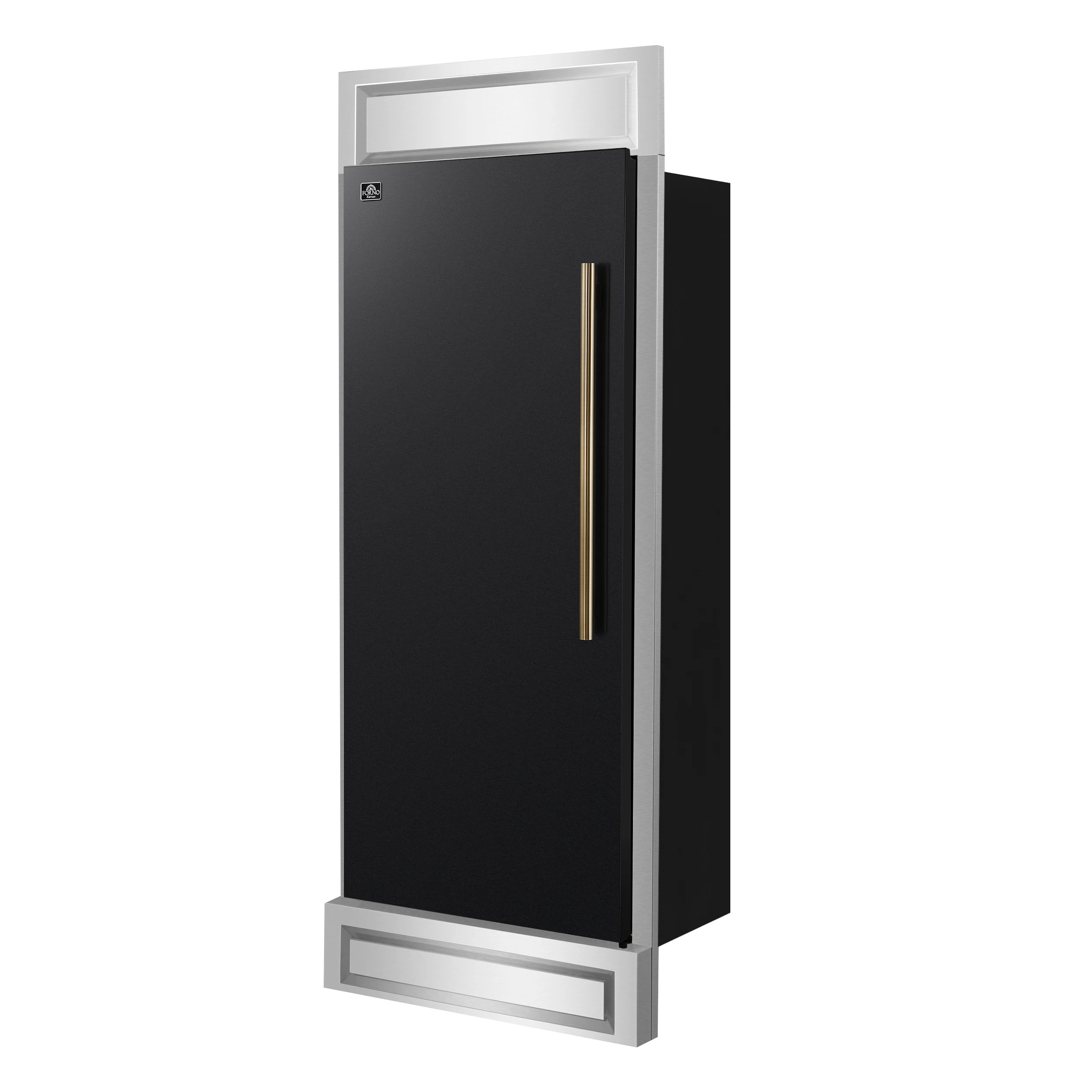 Maderno 28-Inch Built-In Convertible Refrigerator in with Antique Brass, 13.6 cu.ft, Left Swing, Decorative Grill, ENERGY STAR Certified FFFFD172232LMGBLK