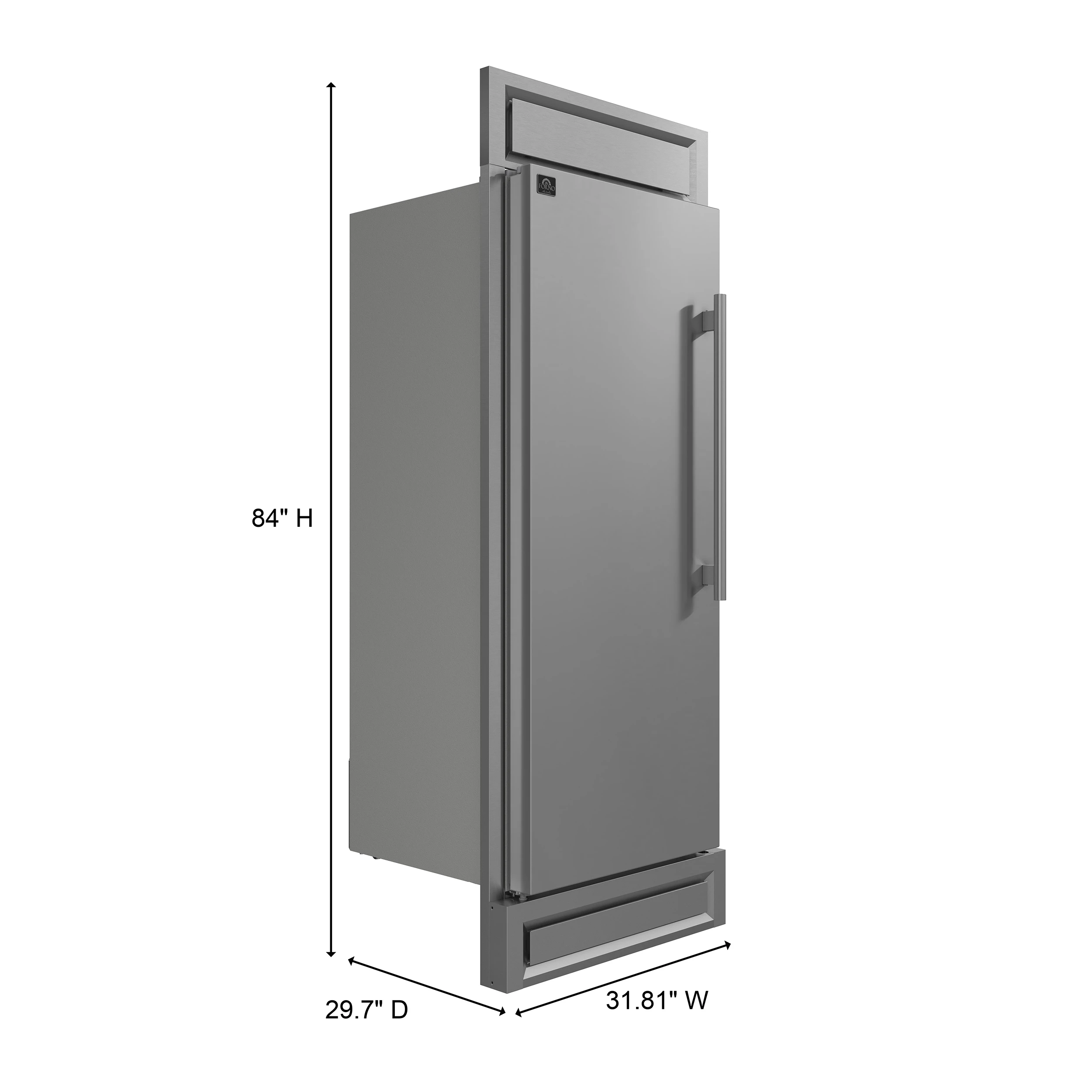 Maderno 28-Inch Built-In Convertible Refrigerator, 13.6 cu.ft, Left Swing, Decorative Grill, ENERGY STAR Certified FFFFD172232LS