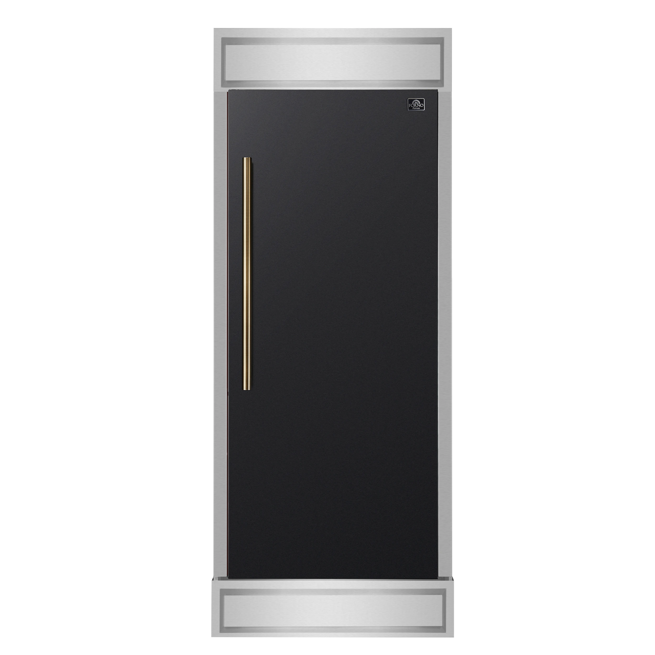 Maderno 28-Inch Built-In Convertible Refrigerator in with Antique Brass Handle, 13.6 cu.ft. Right Swing with Decorative Grill - 32-Inch Wide FFFFD172232RMGBLK