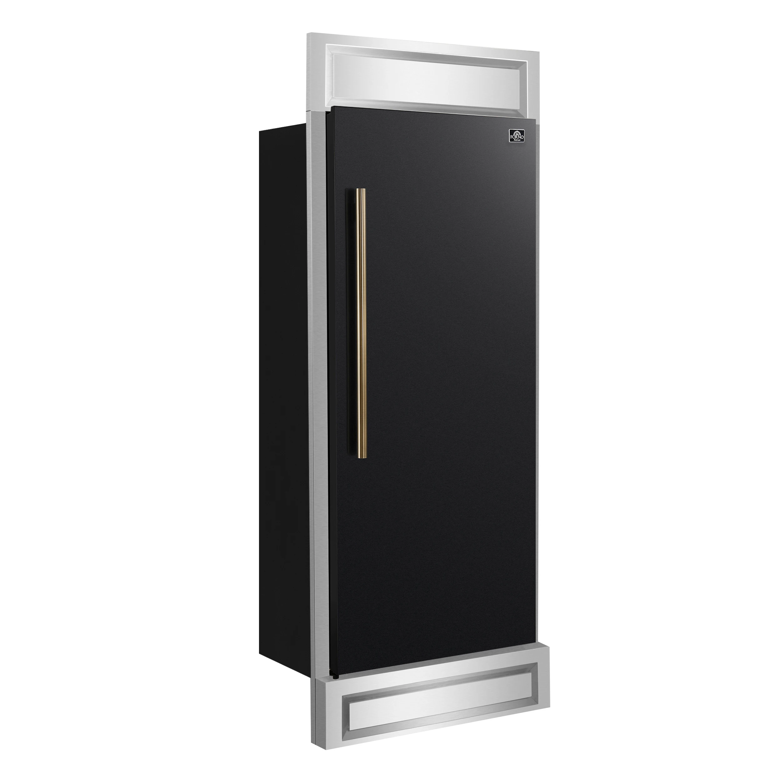 Maderno 28-Inch Built-In Convertible Refrigerator in with Antique Brass Handle, 13.6 cu.ft. Right Swing with Decorative Grill - 32-Inch Wide FFFFD172232RMGBLK