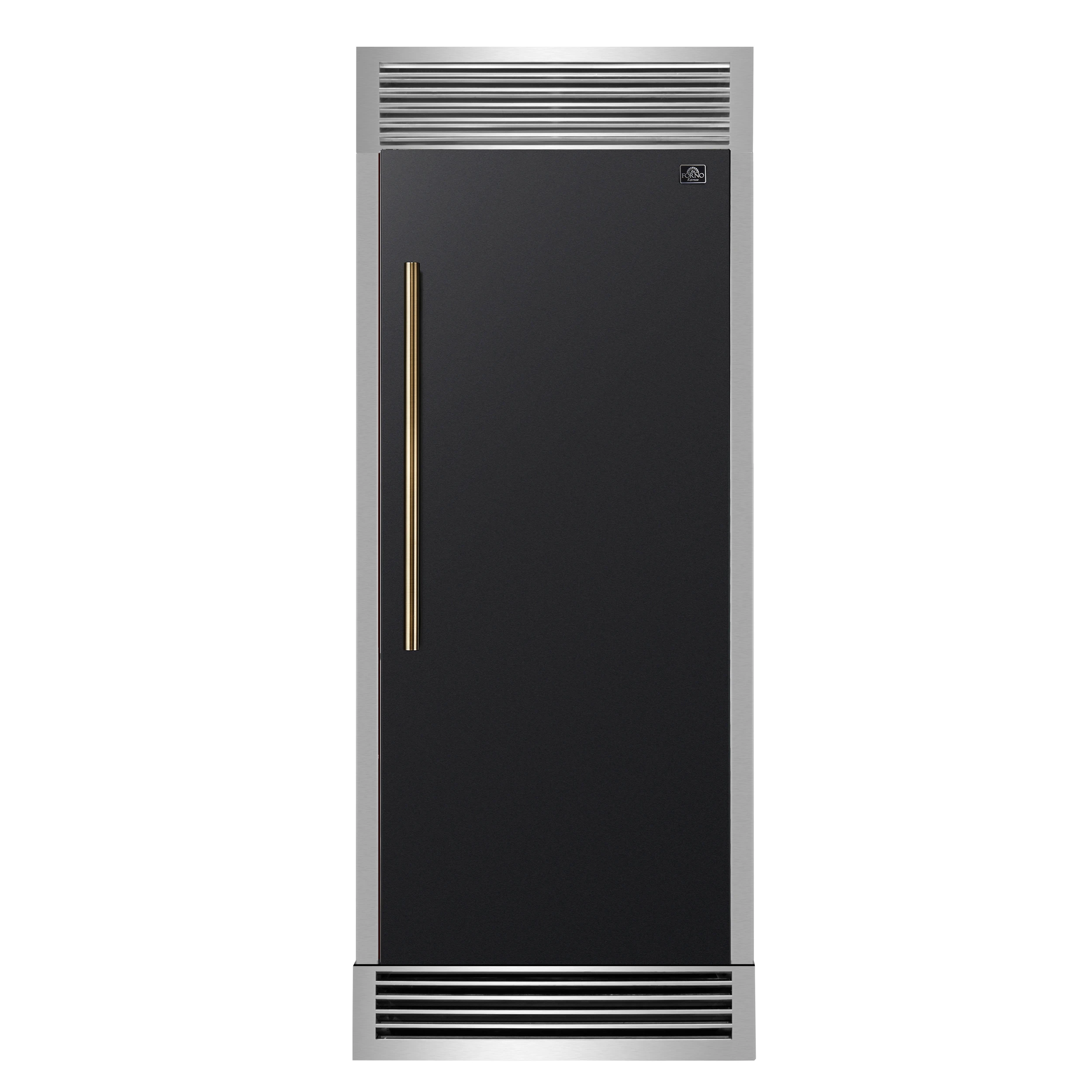 Maderno 28-Inch Built-In Convertible Refrigerator in with Antique Brass Handle, 13.6 cu.ft. Right Swing with Decorative Trim - 32-Inch Wide FFFFD172232RSGBLK