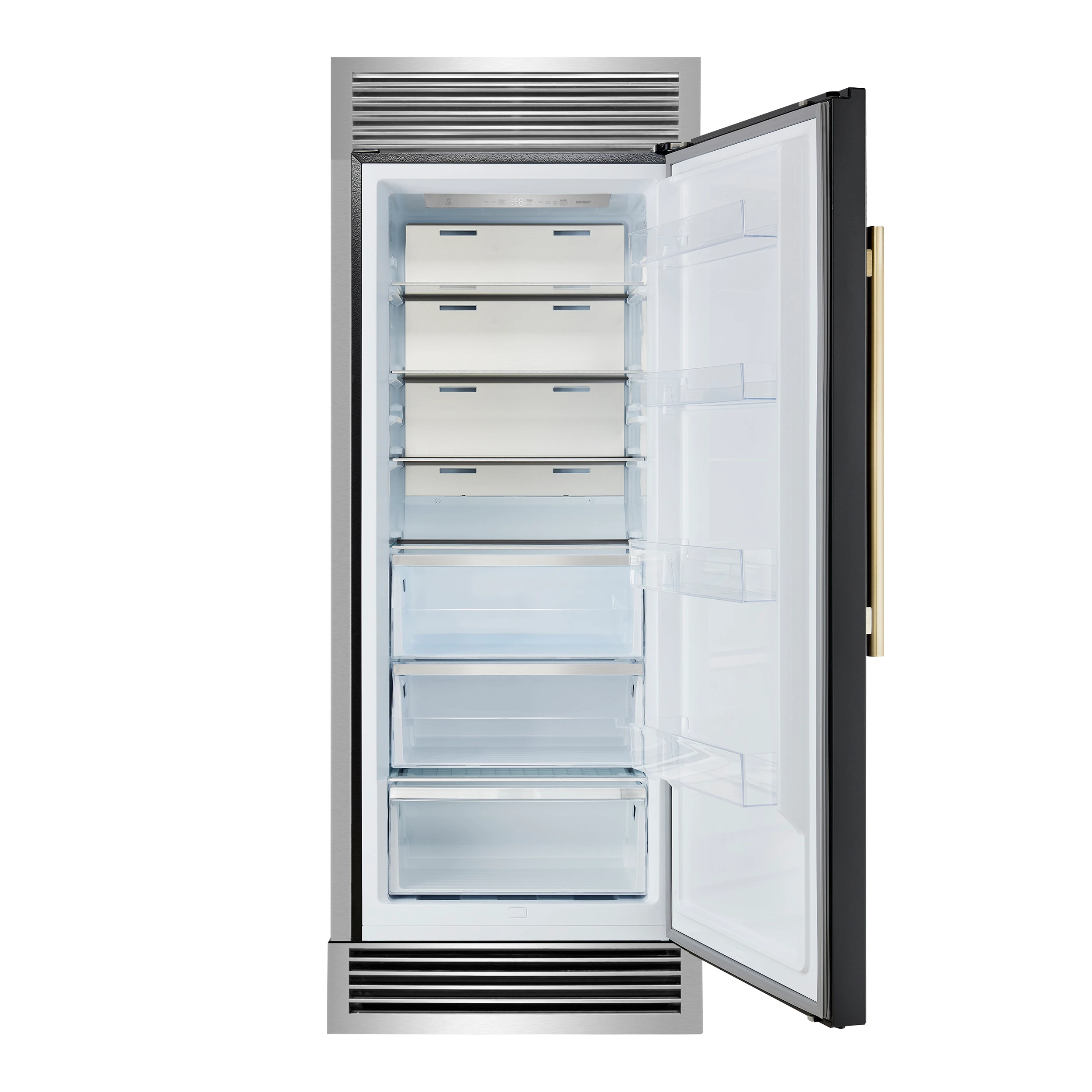 Maderno 28-Inch Built-In Convertible Refrigerator in with Antique Brass Handle, 13.6 cu.ft. Right Swing with Decorative Trim - 32-Inch Wide FFFFD172232RSGBLK