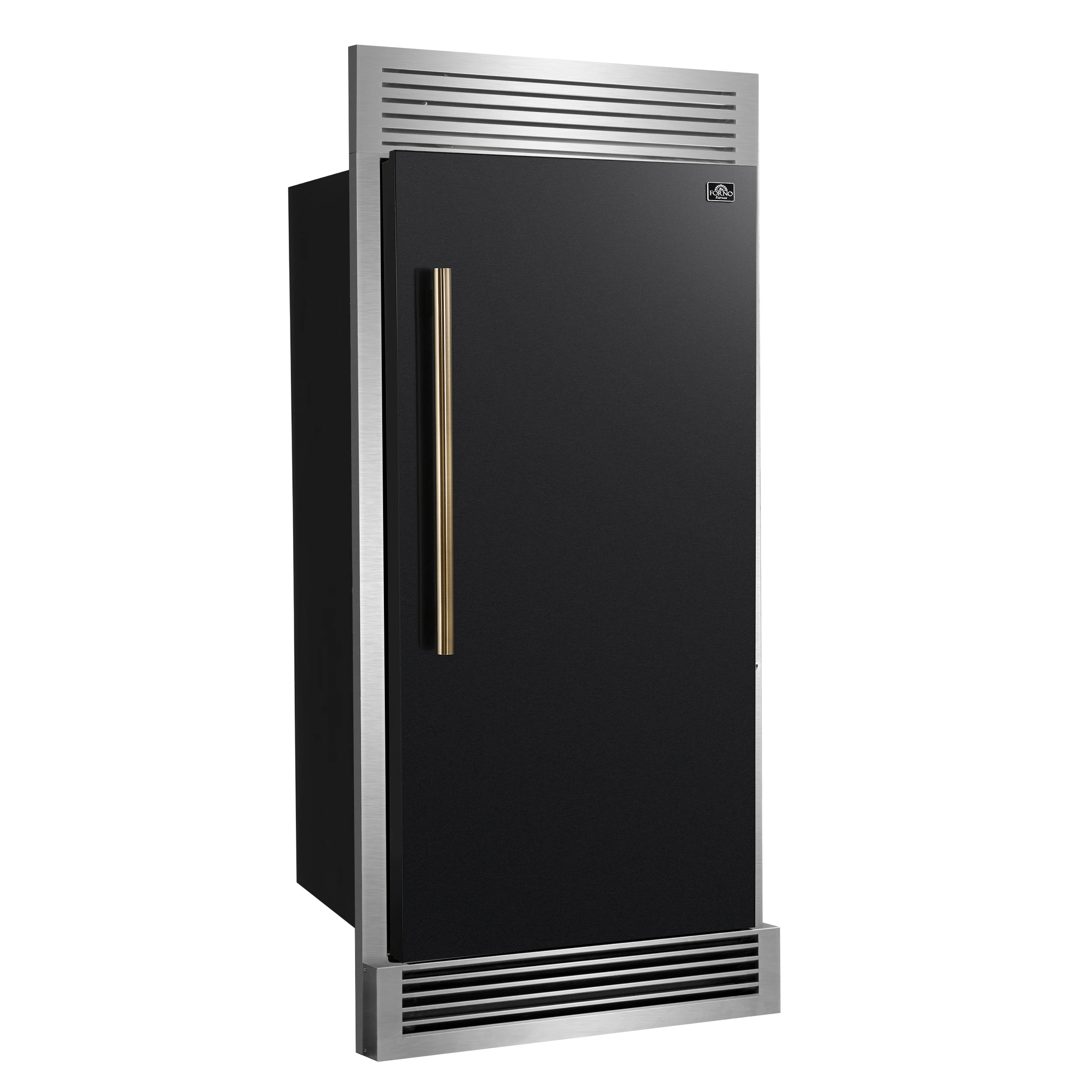Maderno 28-Inch Built-In Convertible Refrigerator in with Antique Brass Handle, 13.6 cu.ft. Right Swing with Decorative Trim - 32-Inch Wide FFFFD172232RSGBLK