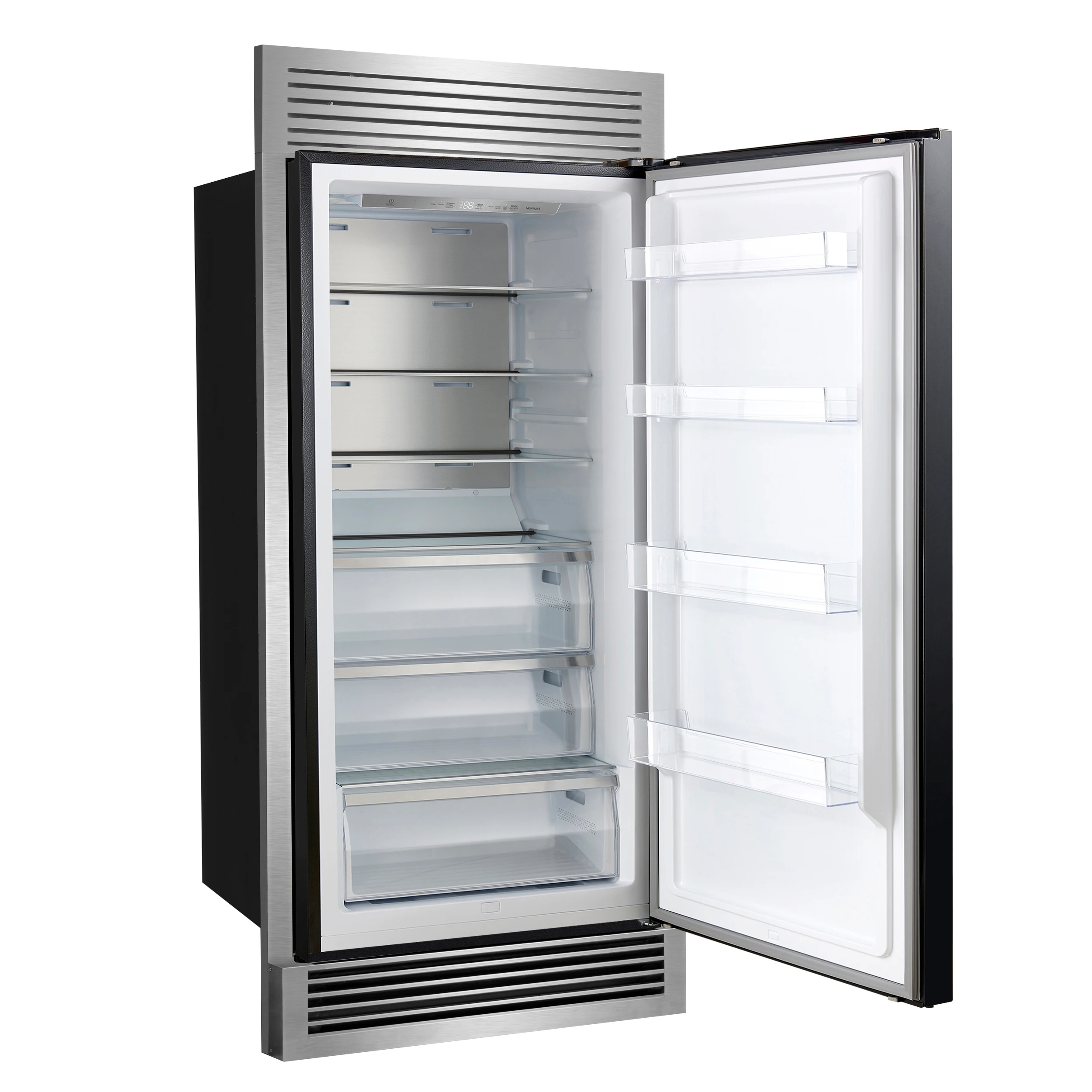 Maderno 28-Inch Built-In Convertible Refrigerator in with Antique Brass Handle, 13.6 cu.ft. Right Swing with Decorative Trim - 32-Inch Wide FFFFD172232RSGBLK